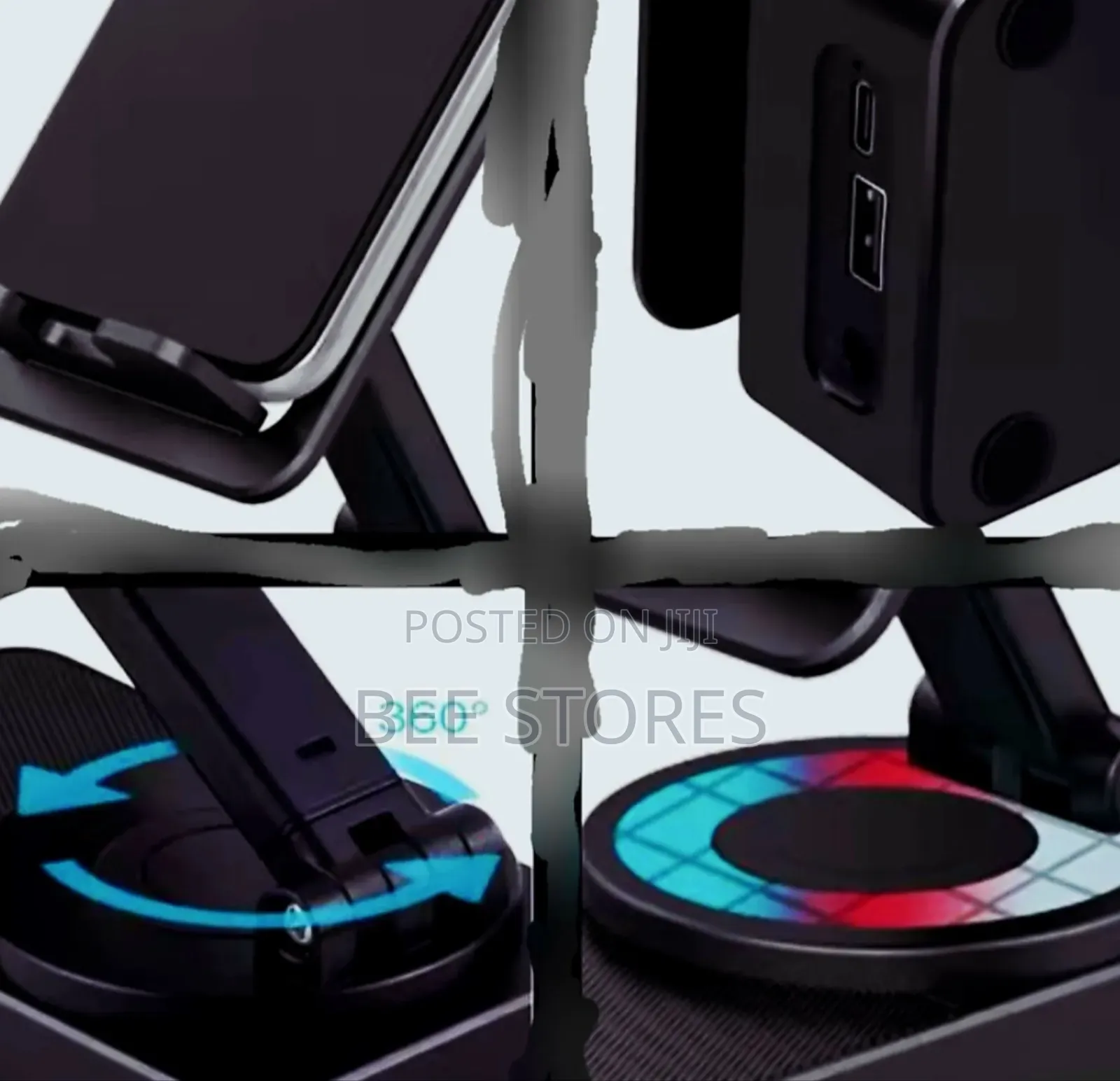 Quality 3in1 Rotating Phone Stand With Bluetooth Speaker