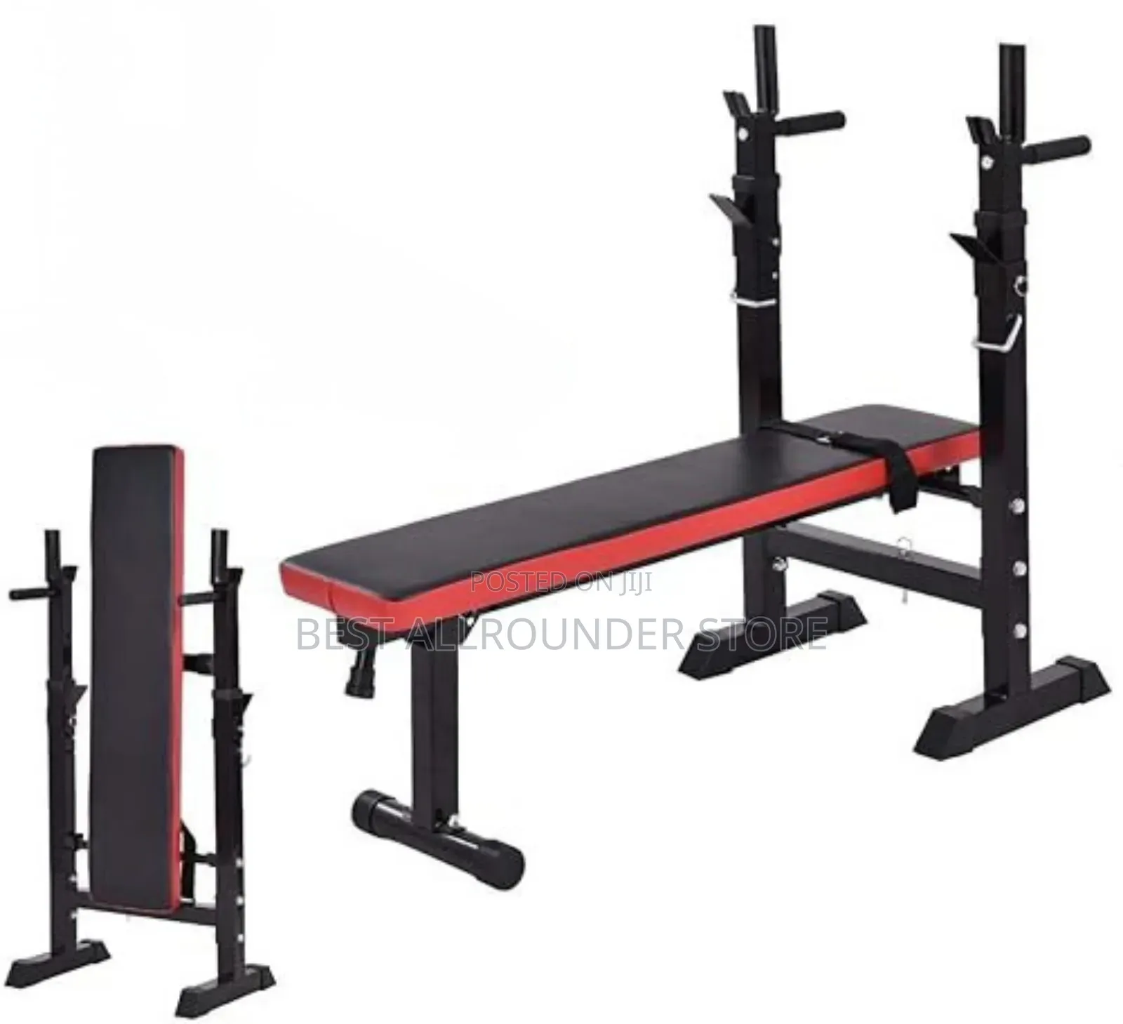 Foldable and Adjustable Weight Bench With Barbell Rack