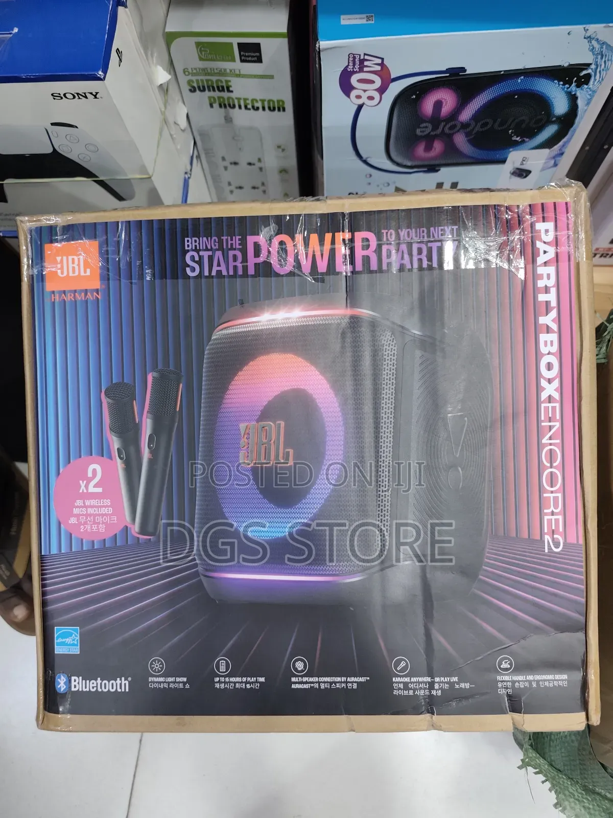 JBL Partybox Encore 2 With 2 Microphone  Bluetooth Speaker