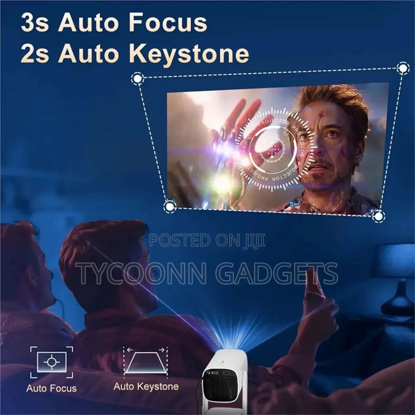Rechargeable Home Cinema Portable Smart Mini Projector Automatic