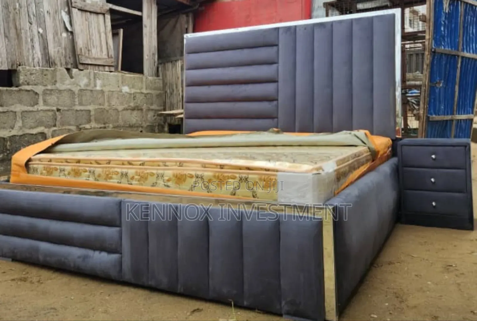 6 by 6 Grey Upholstery Bedframe