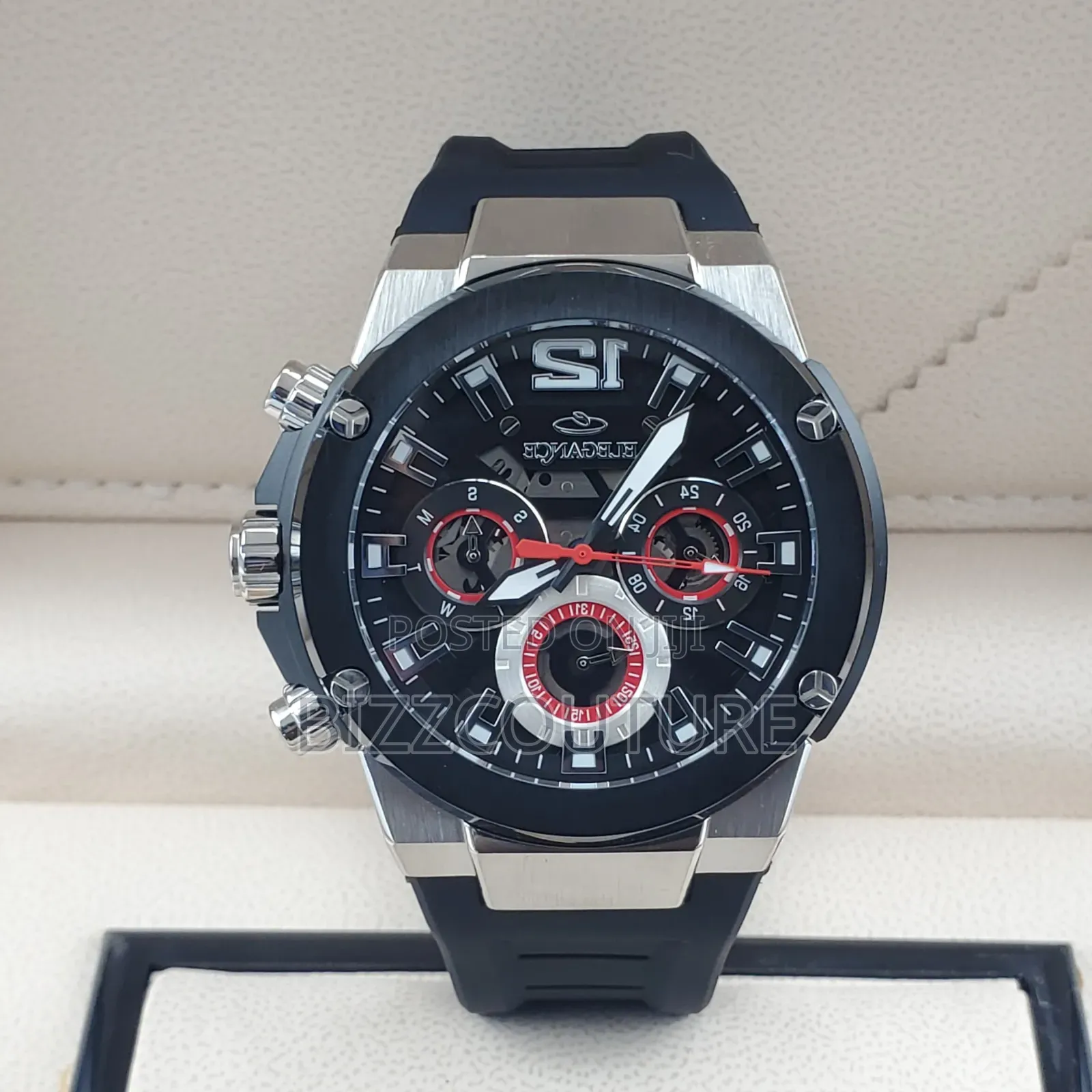 Original Elegance Black Strap, Chronograph, Mechanical Watch