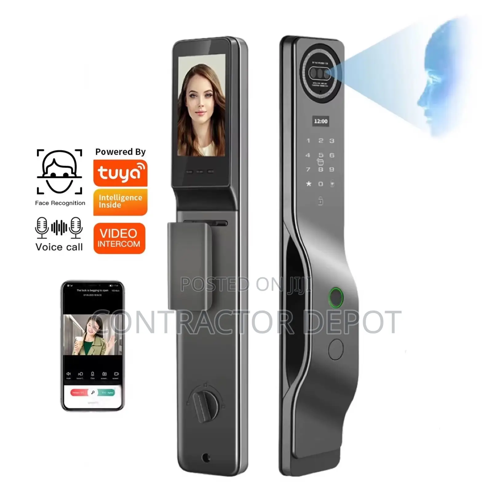 2025 New Style Tuya Wifi Video Intercom 3d Face Recognition Lock