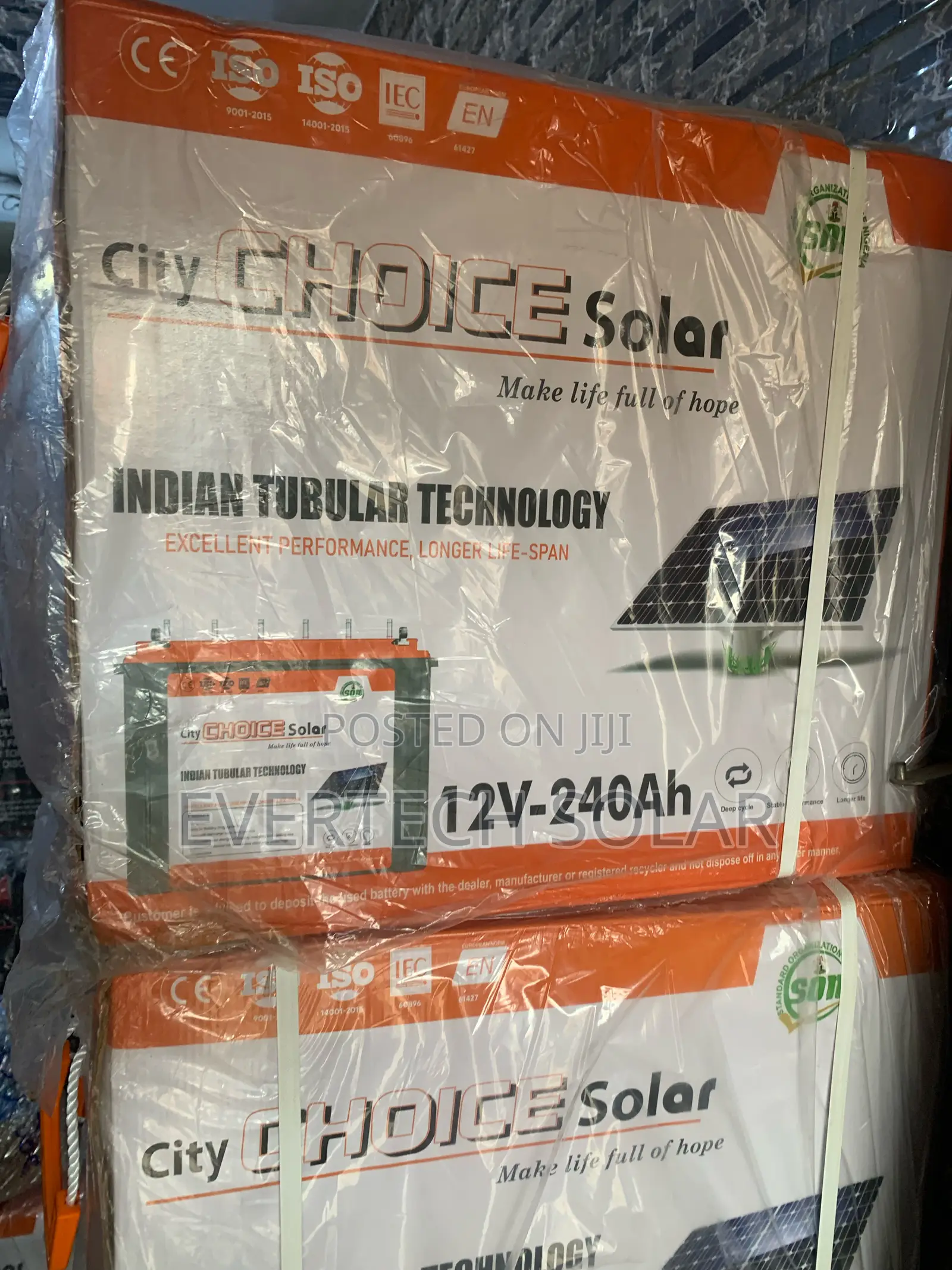 240 Ahms Choice Solar Tall Tubular 12v Battery