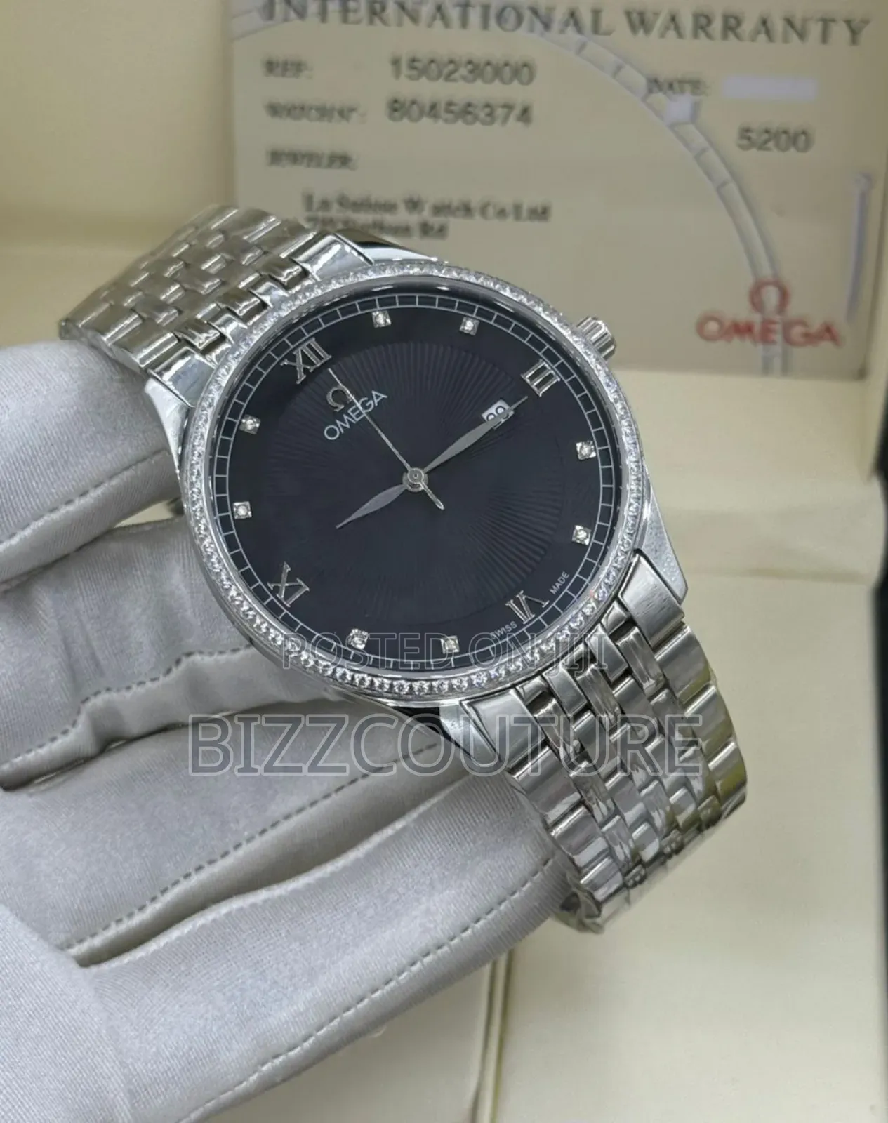 Original Omega Silver Stainless Steel, Calendar, Quartz Watch
