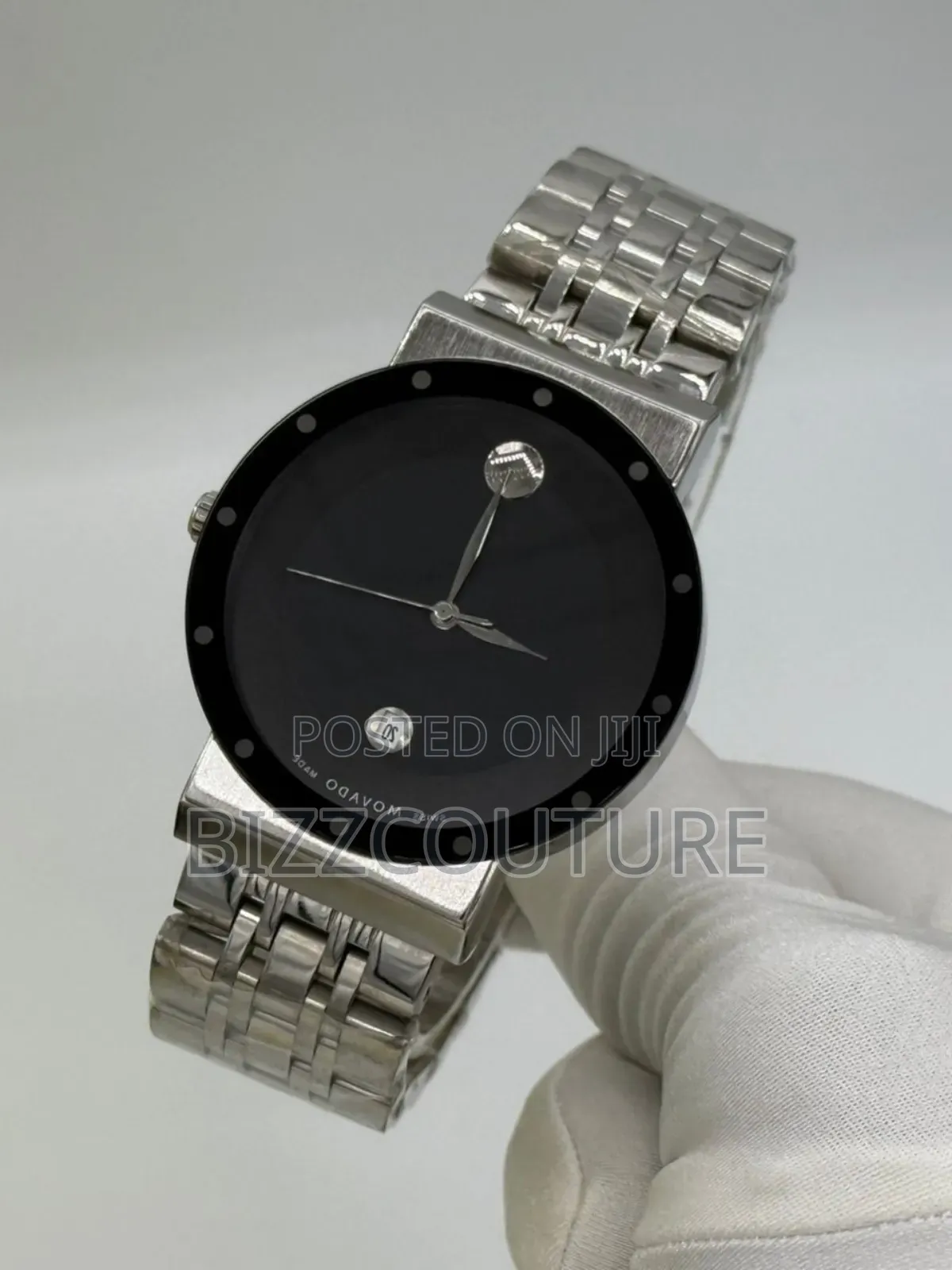 Original Movado Silver Stainless Steel, Calendar, Quartz Watch