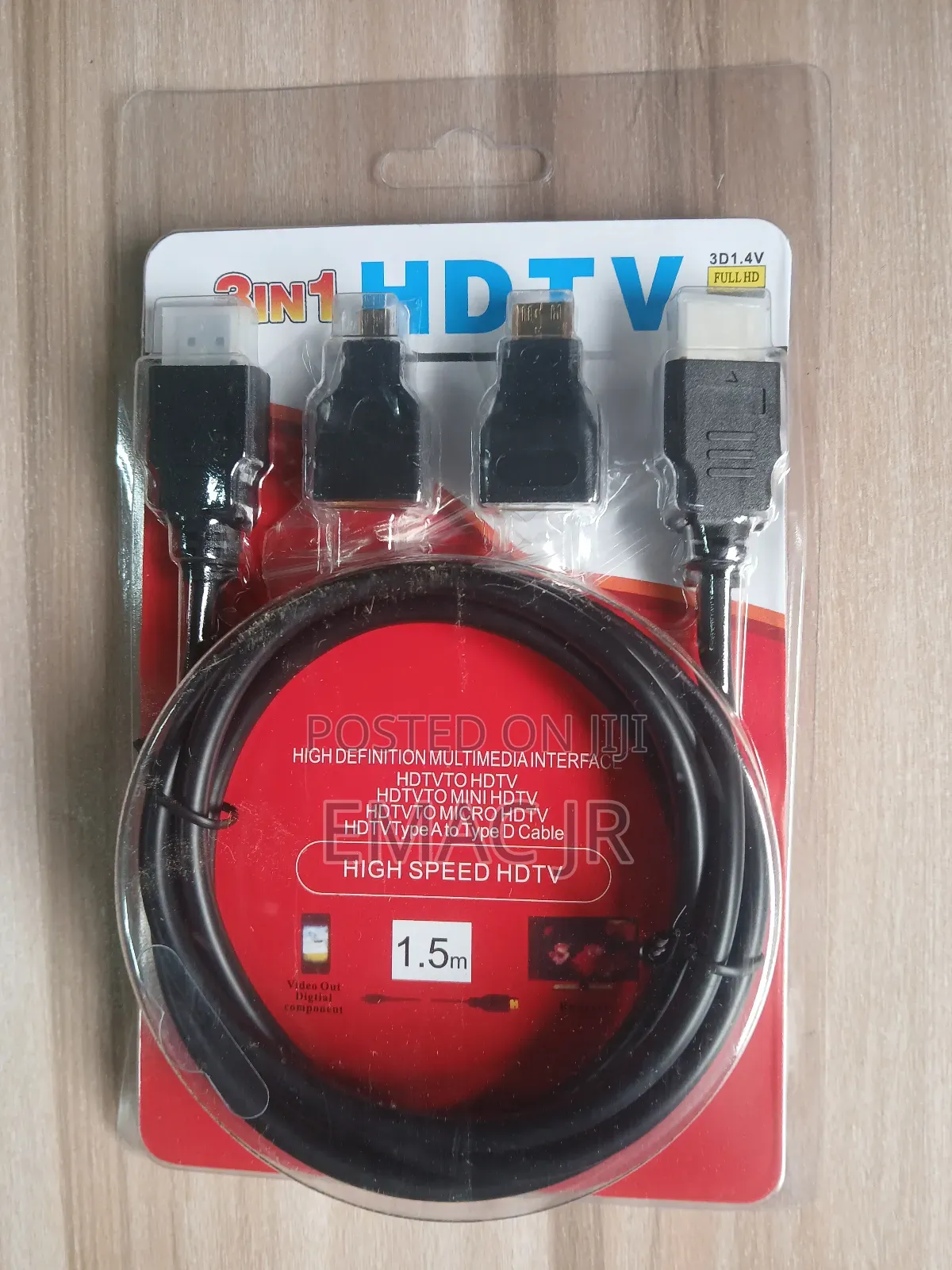 3-in-1 High-speed Hdmi Cable, Featuring Different Connector