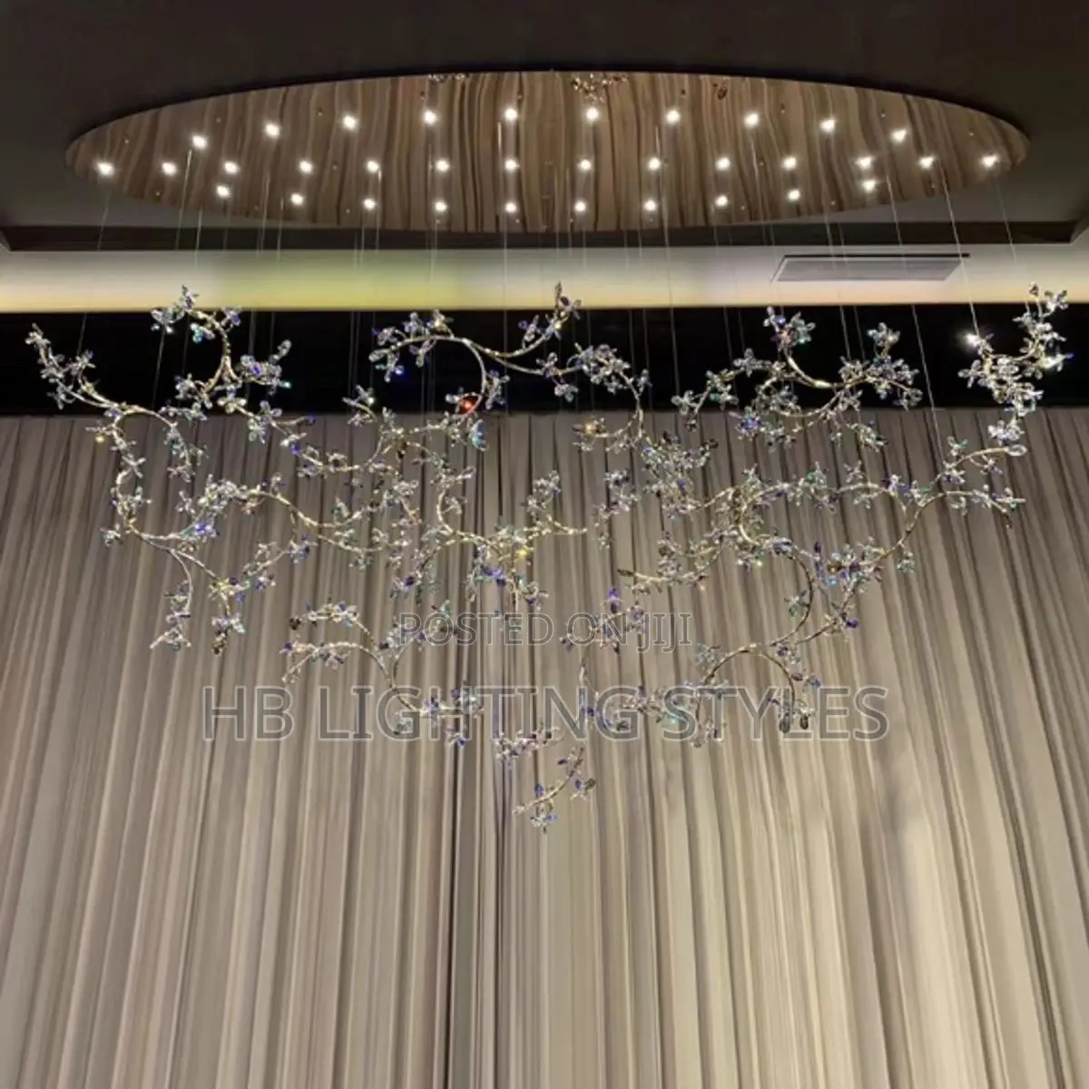 Luxury Crystal Multi-Colored Flower Oval Chandelier