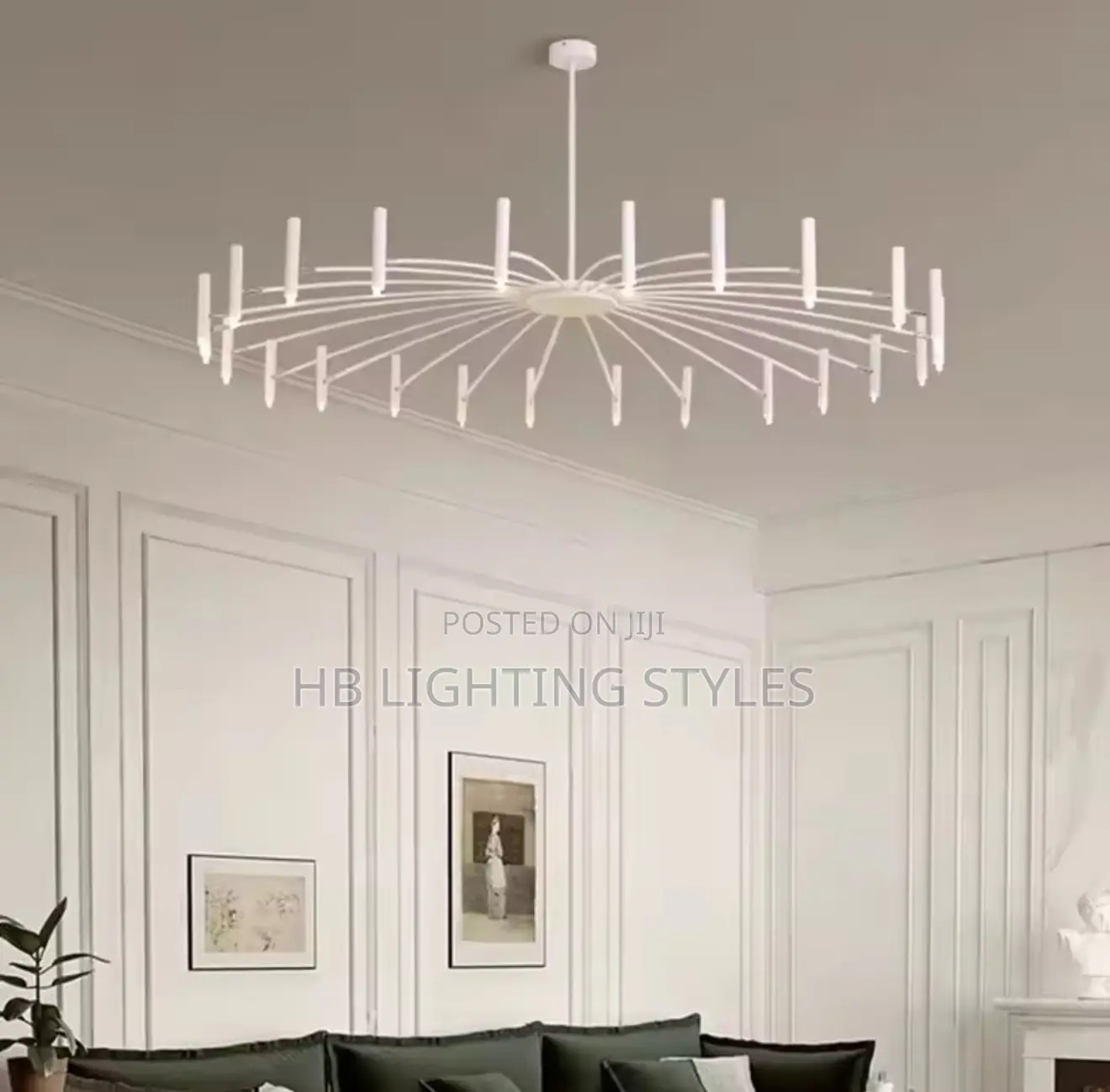 White Minimalist Ceiling Chandelier