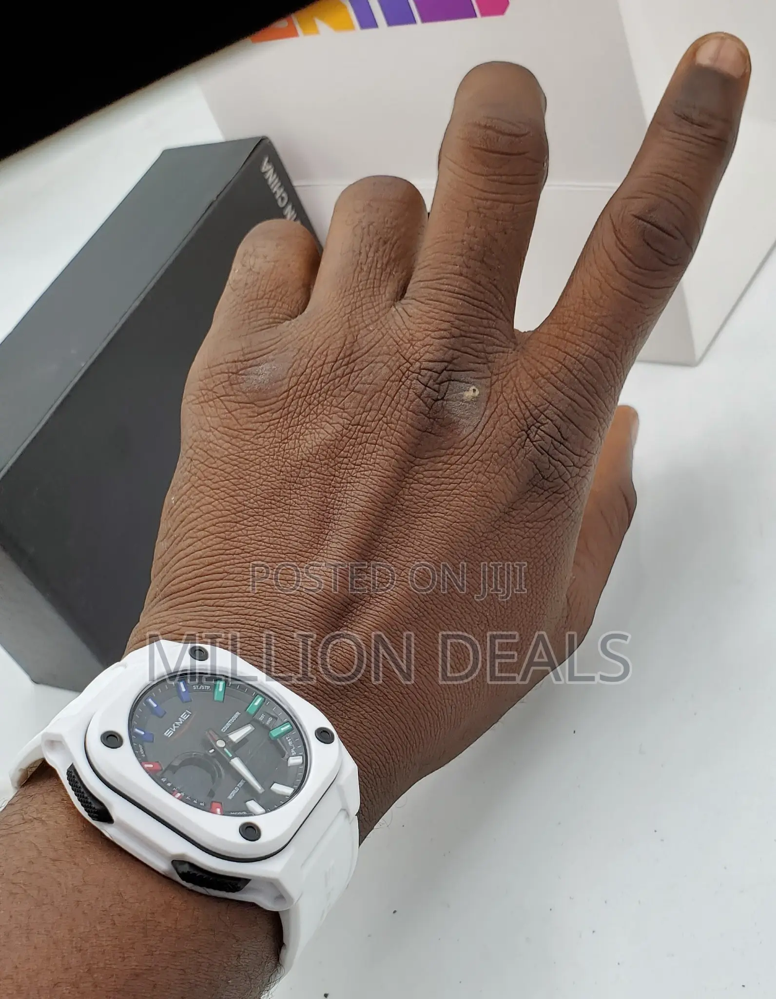 Men's Digital Dual Time for Wristwatch White