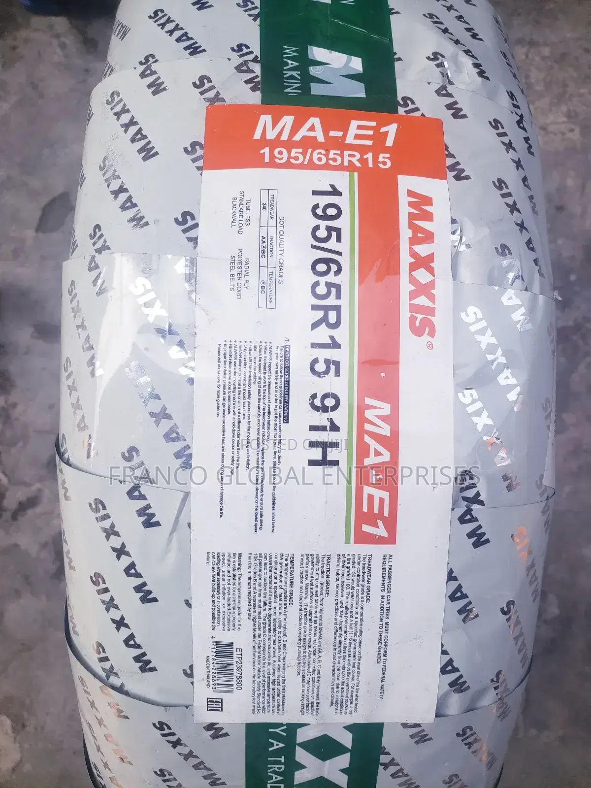 195/65r15 Maxxis Tyre