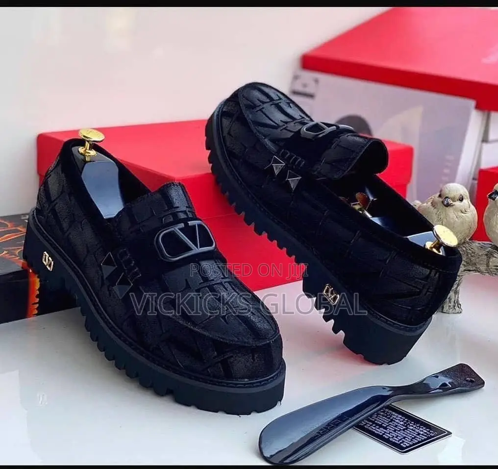 Valentino Garavani Black Embossed Leather Shoe