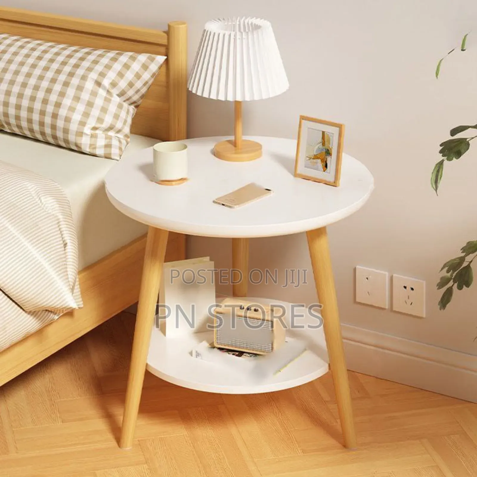 Round Double Deck/Layer Bedroom Bedside Table