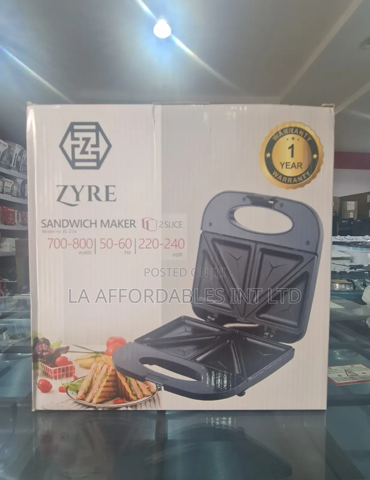 Zyre Sandwich Maker. Model El-216. One Year Warranty.
