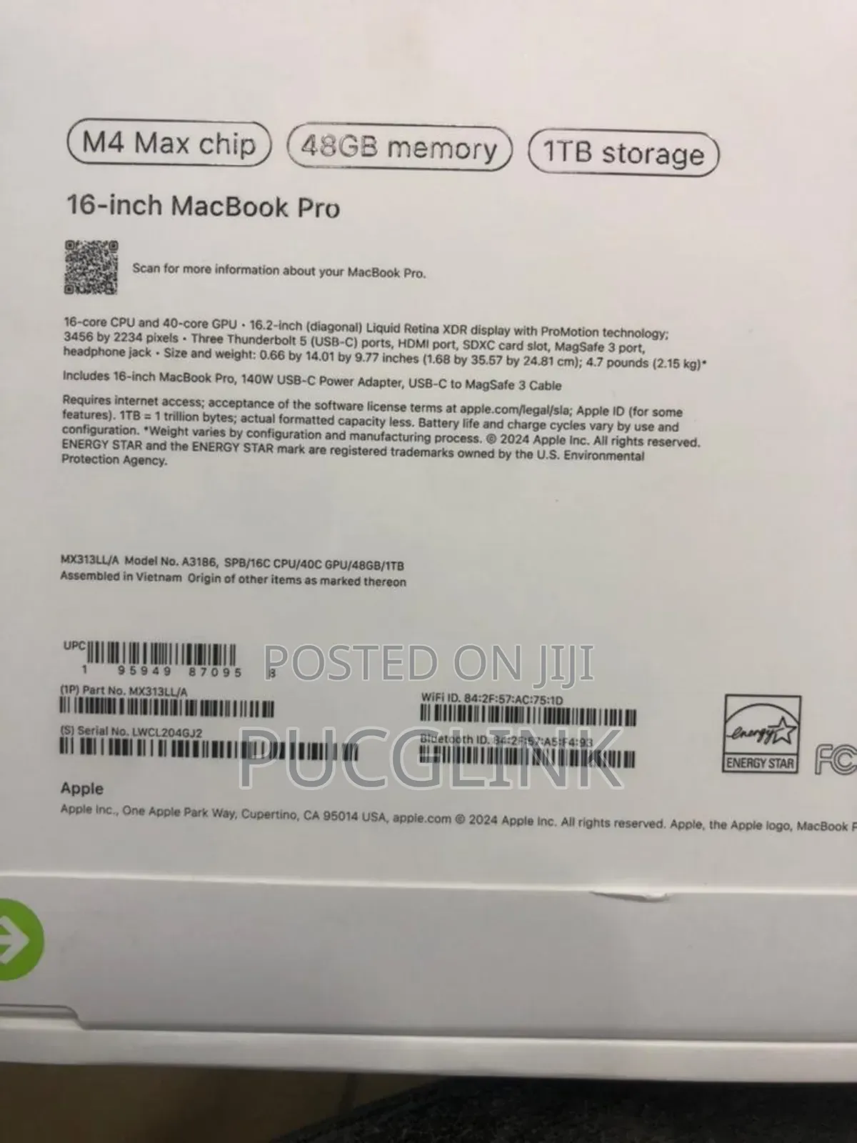 New Apple MacBook Pro 2024 M4 Max 16-Inch 48GB Apple M4 Max SSD 48GB
