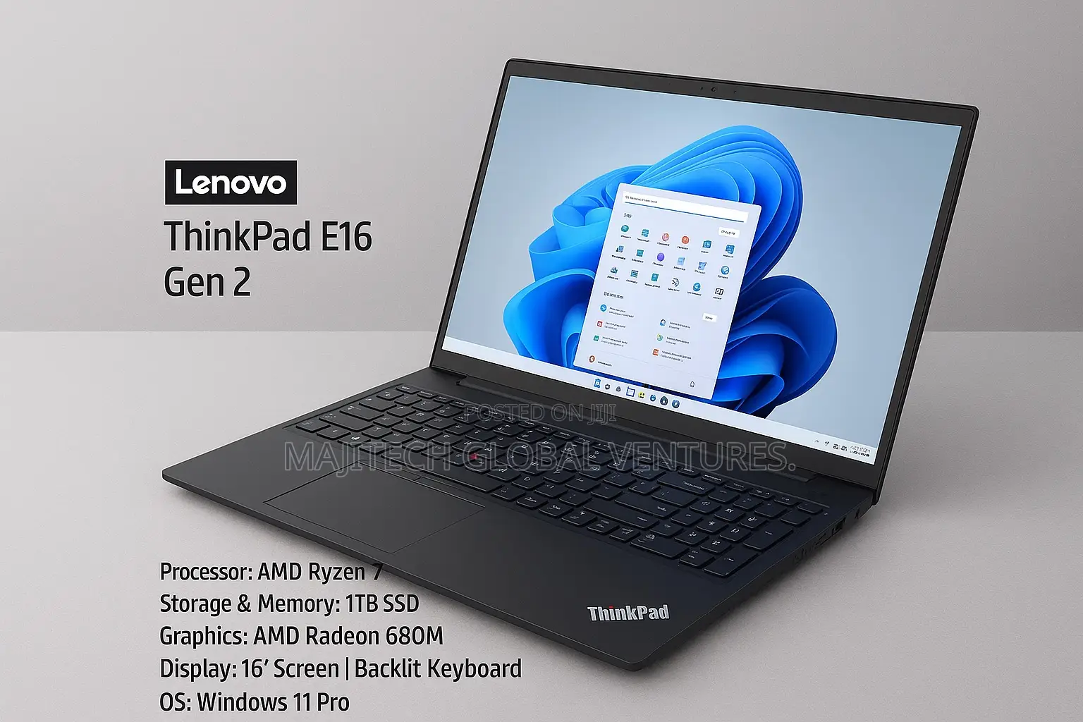 New Laptop Lenovo ThinkPad E16 G1 16GB AMD Ryzen 7 SSD 1T
