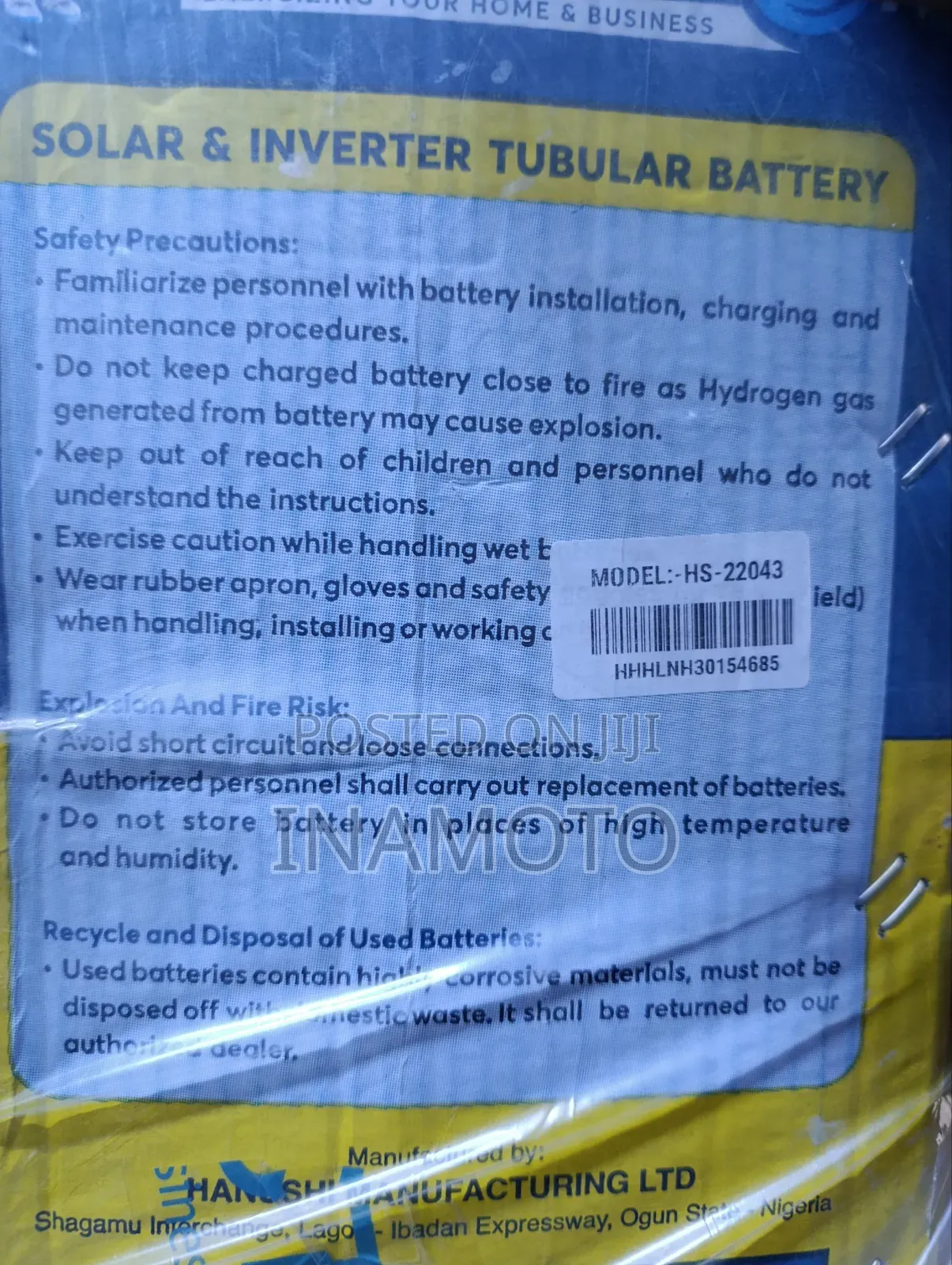 220ah Indian Tubular Battery