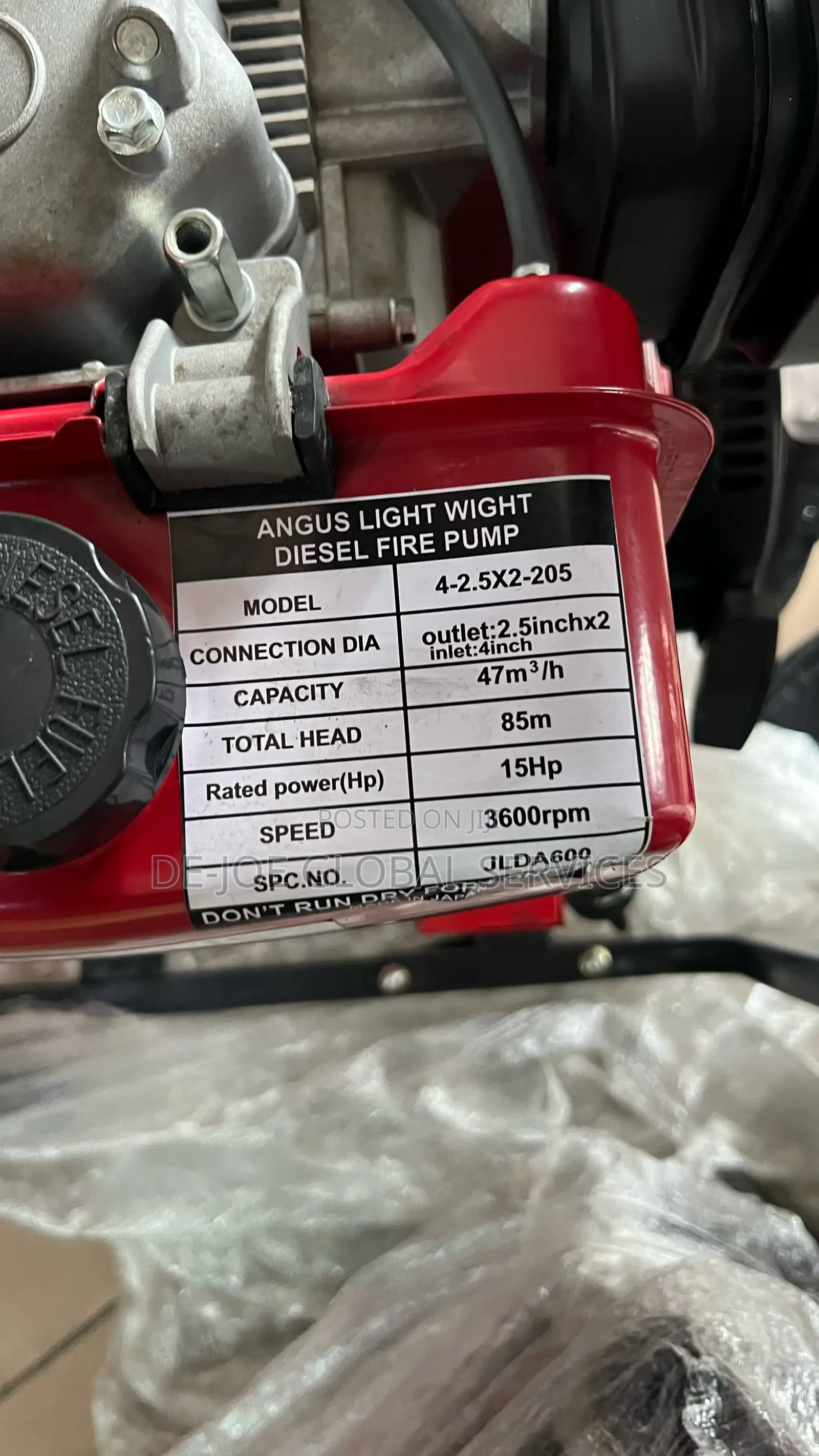 Angus Portable Diesel Fire Pump 15hp Machine Light Duty Model Jlda600