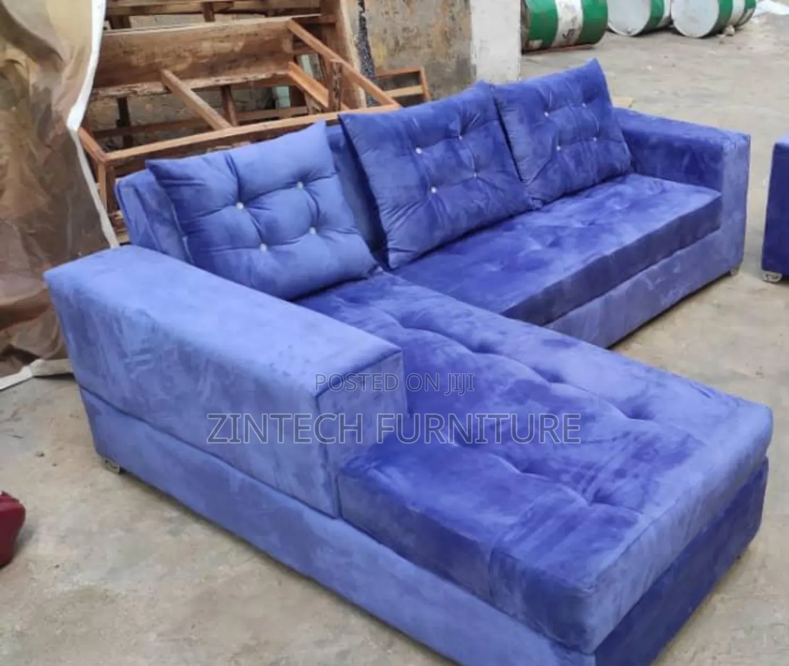 Blue Color L Shape Sofas