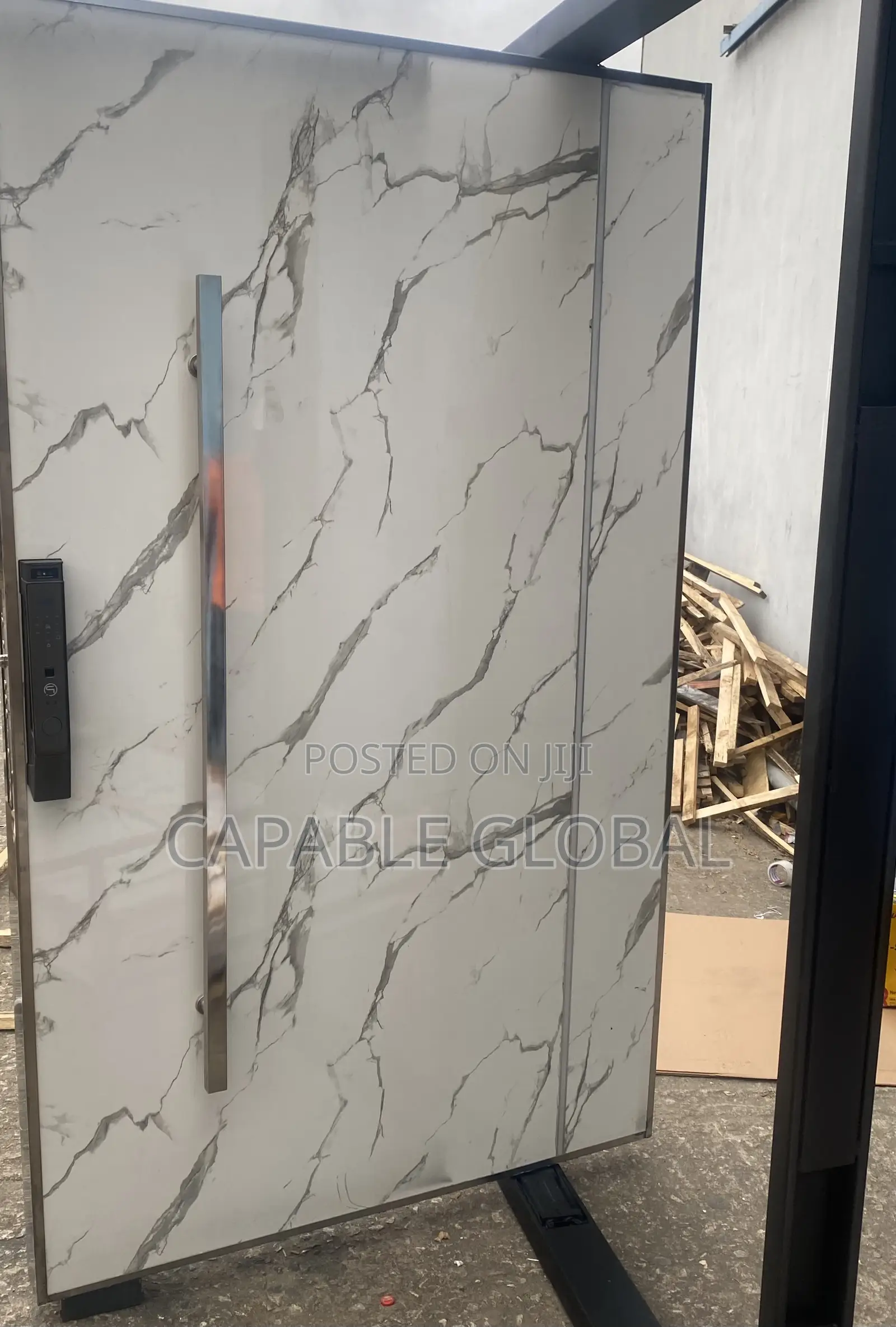 Marble Design Pivot Door With Led Light