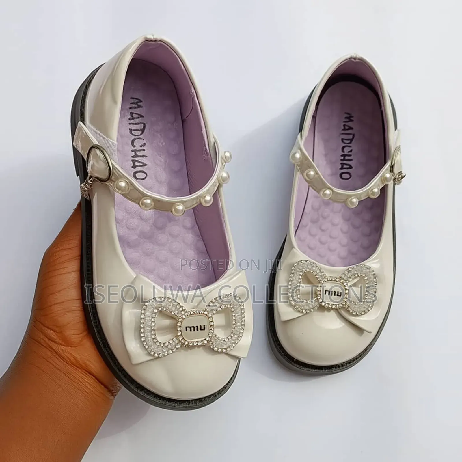 Girls’ Genuine Leather Buckle Strap Mary Jane Flats