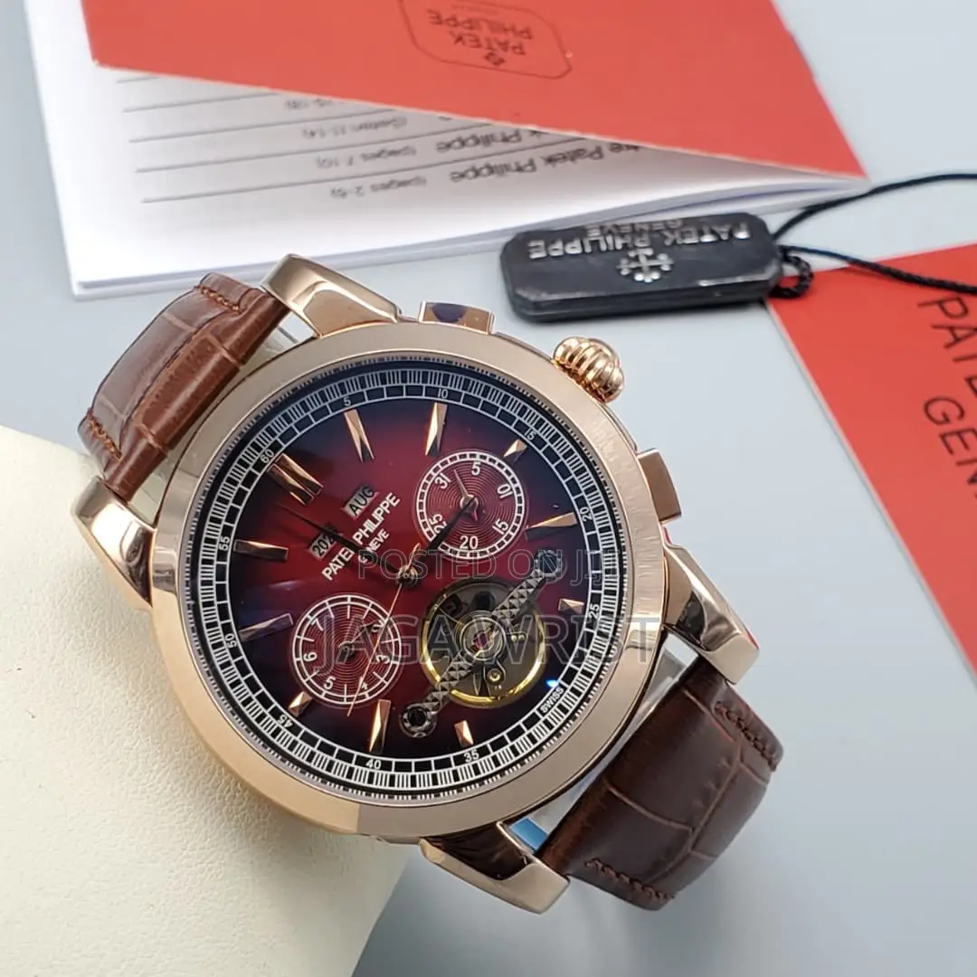 Patek Automatic Watch With Quality and Genuine Leather