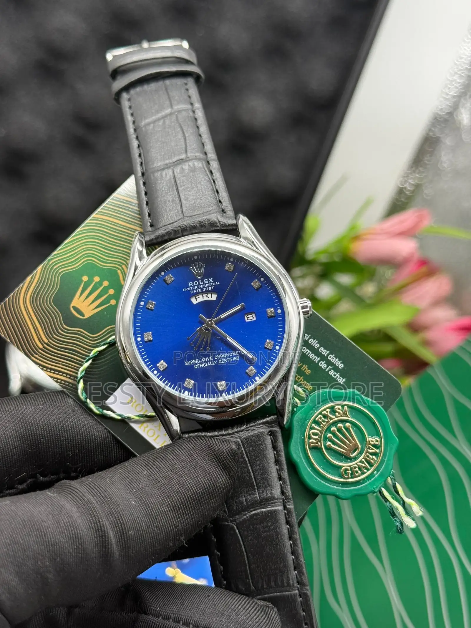 High Quality Luxury Rolex Leather Men Wristwatch