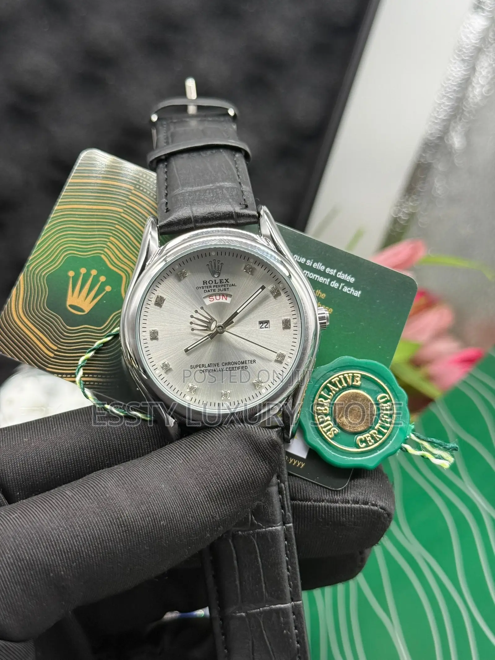 High Quality Luxury Rolex Leather Men Wristwatch