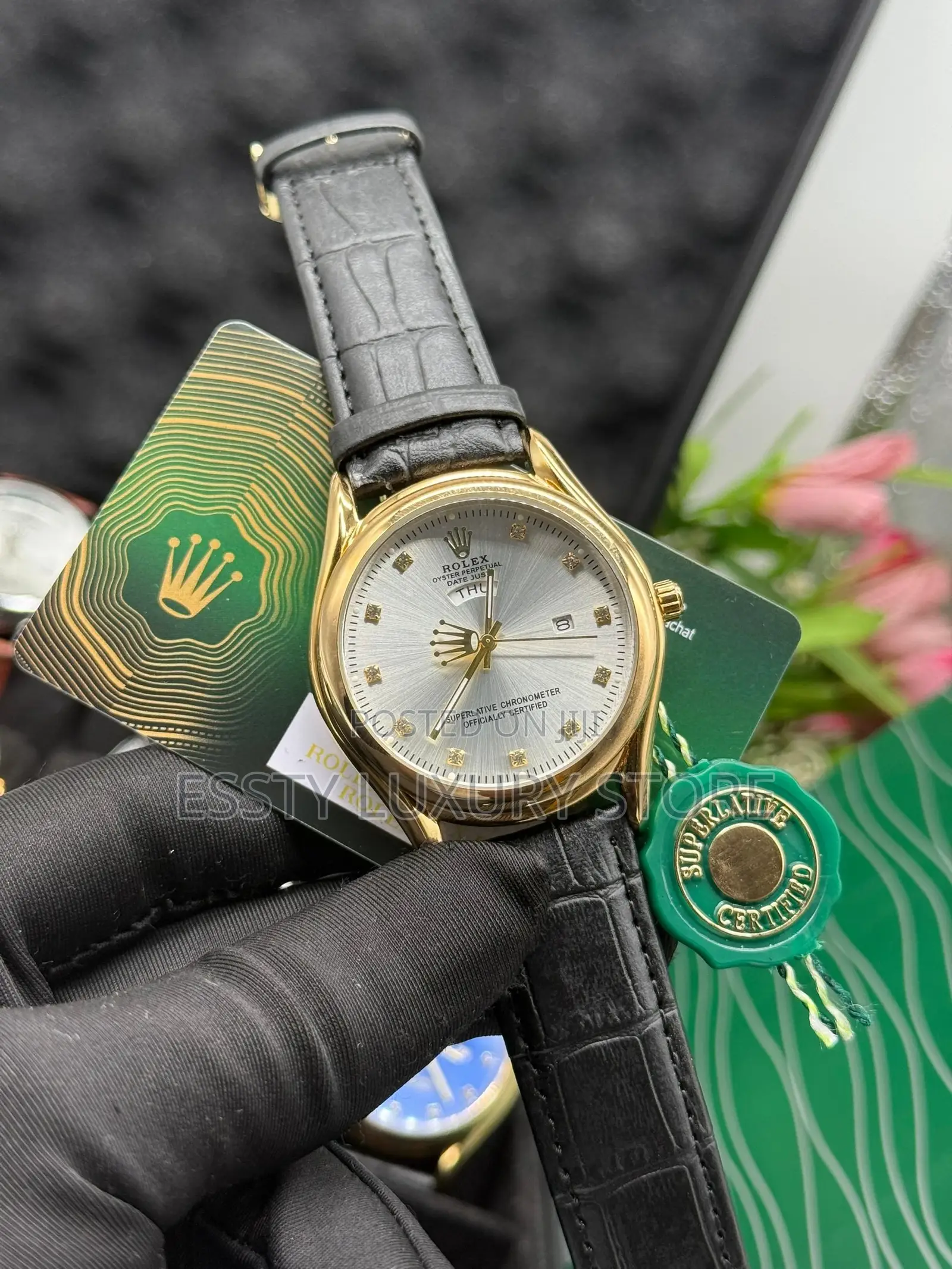 High Quality Luxury Rolex Leather Men Wristwatch