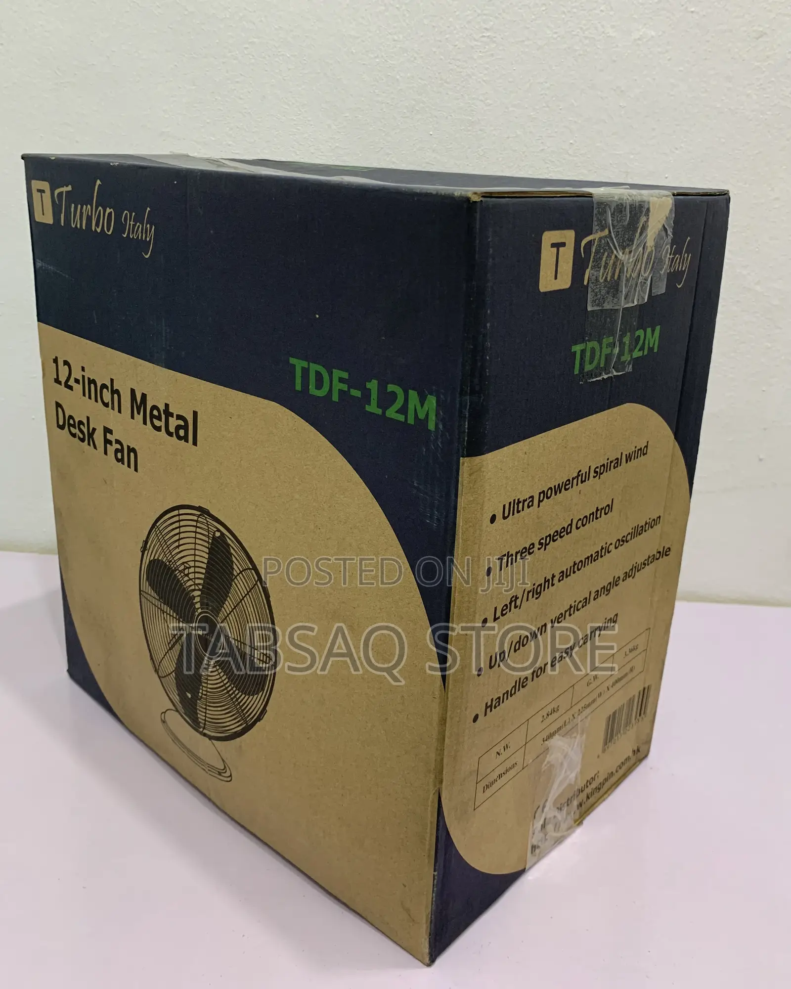 Turbo Italy 12-Inch Metal Desk Fan