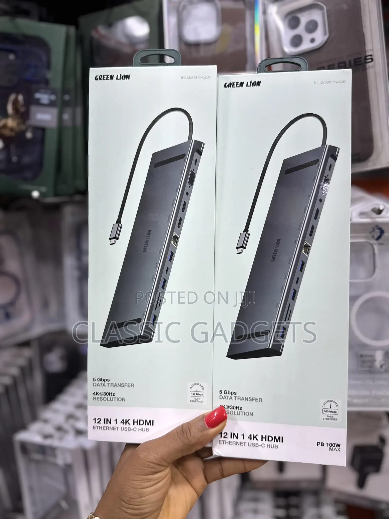 Green Lion 12-in-1 Hdmi Ethernet Usb-C Hub - Gray