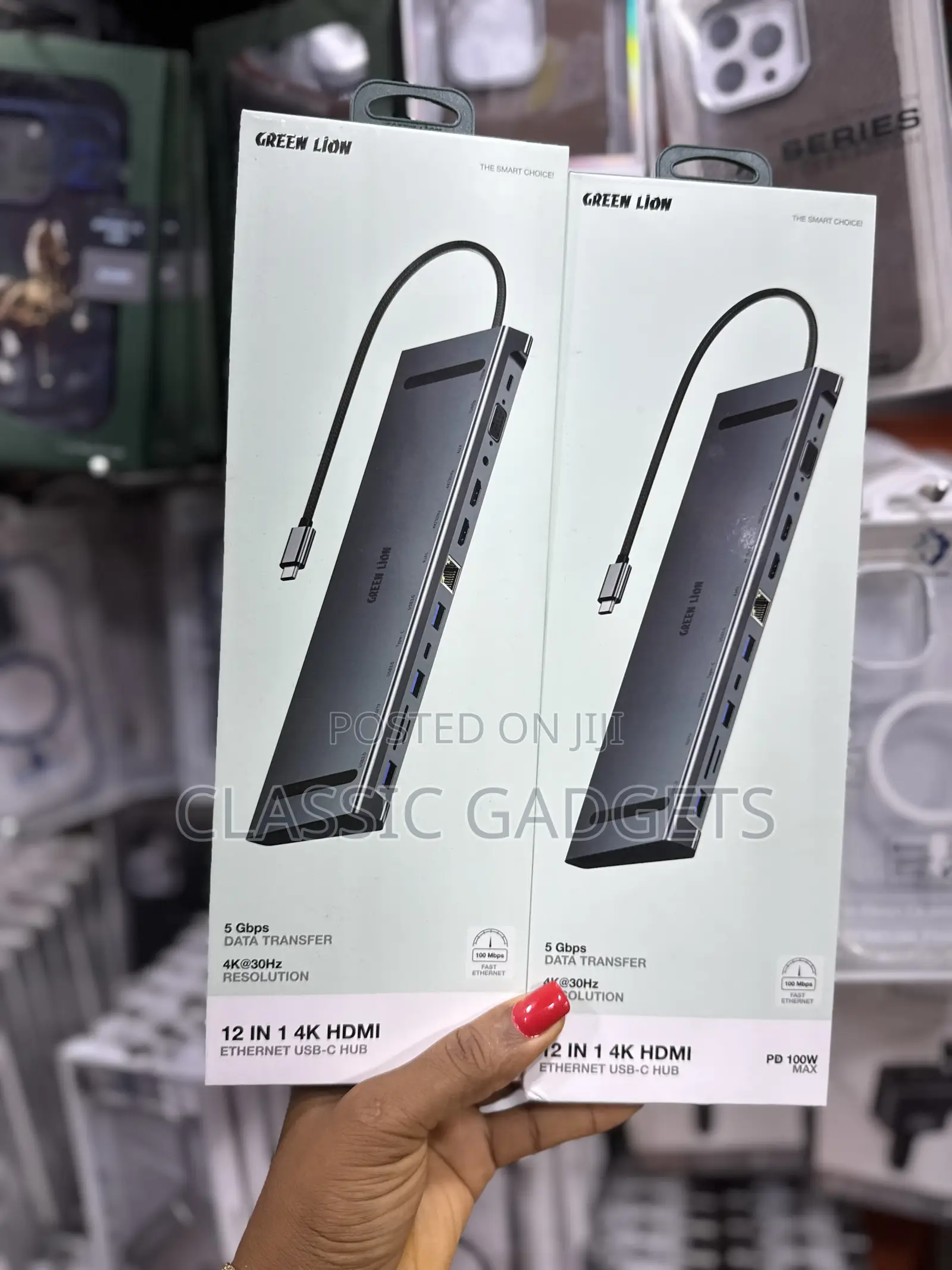 Green Lion 12-in-1 Hdmi Ethernet Usb-C Hub - Gray