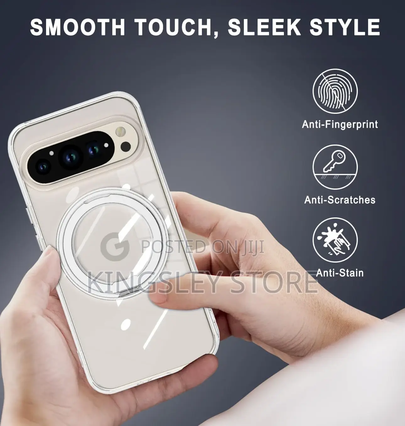 Google Pixel 9 Pro Xl Clear Case, Built in 360° Rotatable Ring Stand