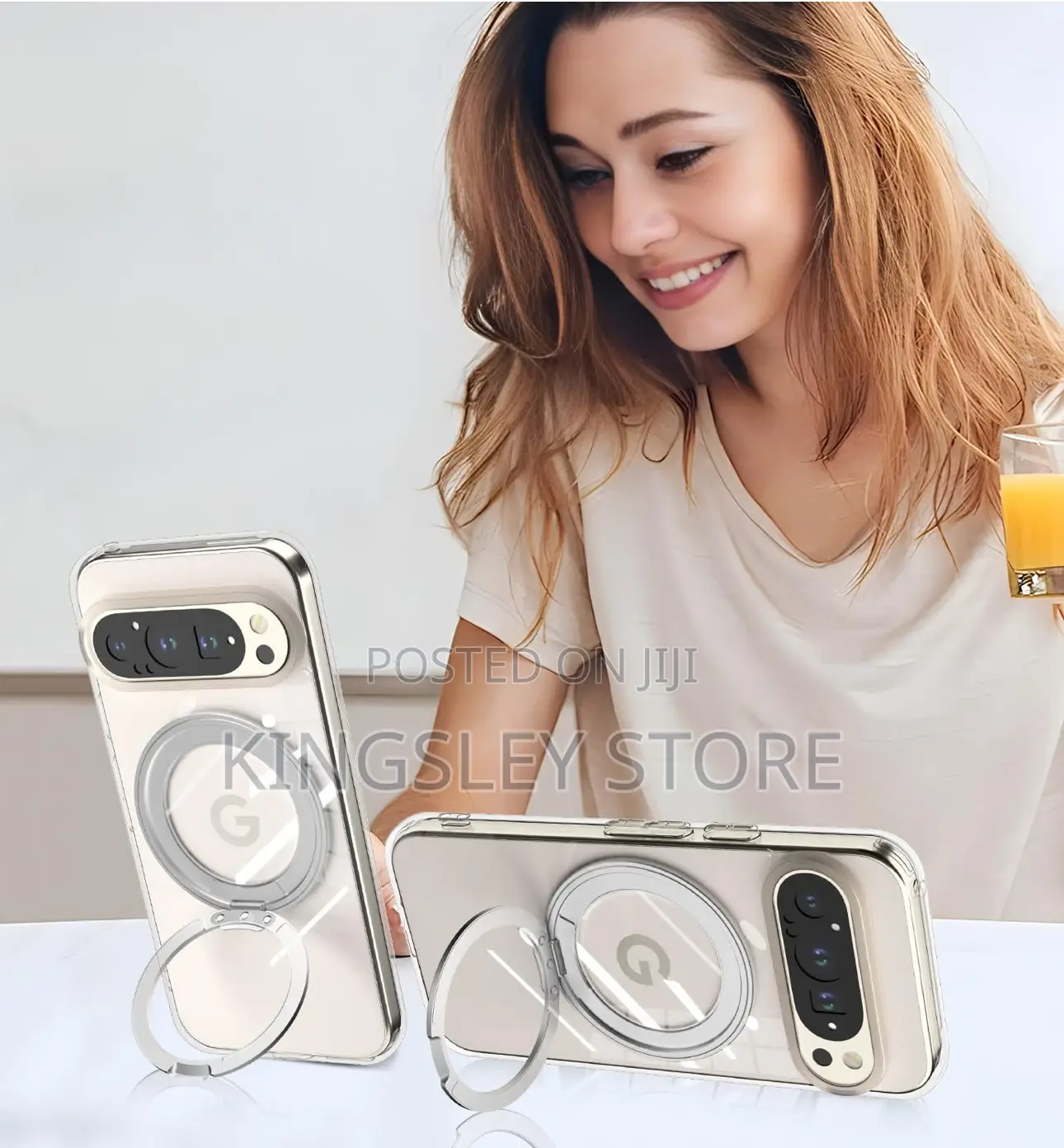 Google Pixel 9 Pro Xl Clear Case, Built in 360° Rotatable Ring Stand