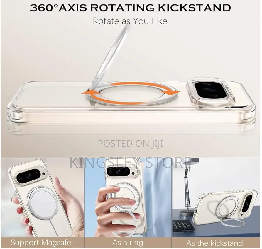 Google Pixel 10 Pro Xl Clear Case 360° Rotatable Stand With Magsafe