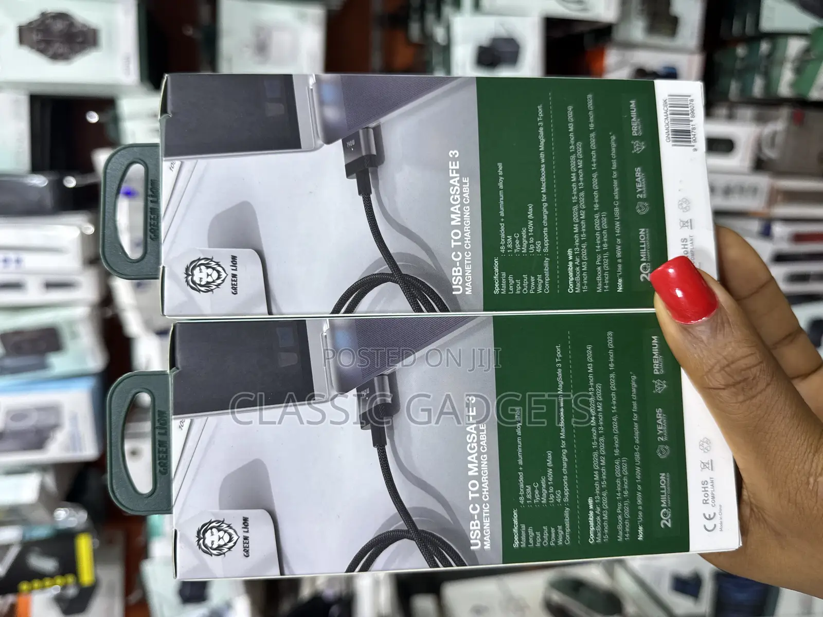 Green Lion Usb-C to Magsafe 3 Magnetic Charging Cable - Black