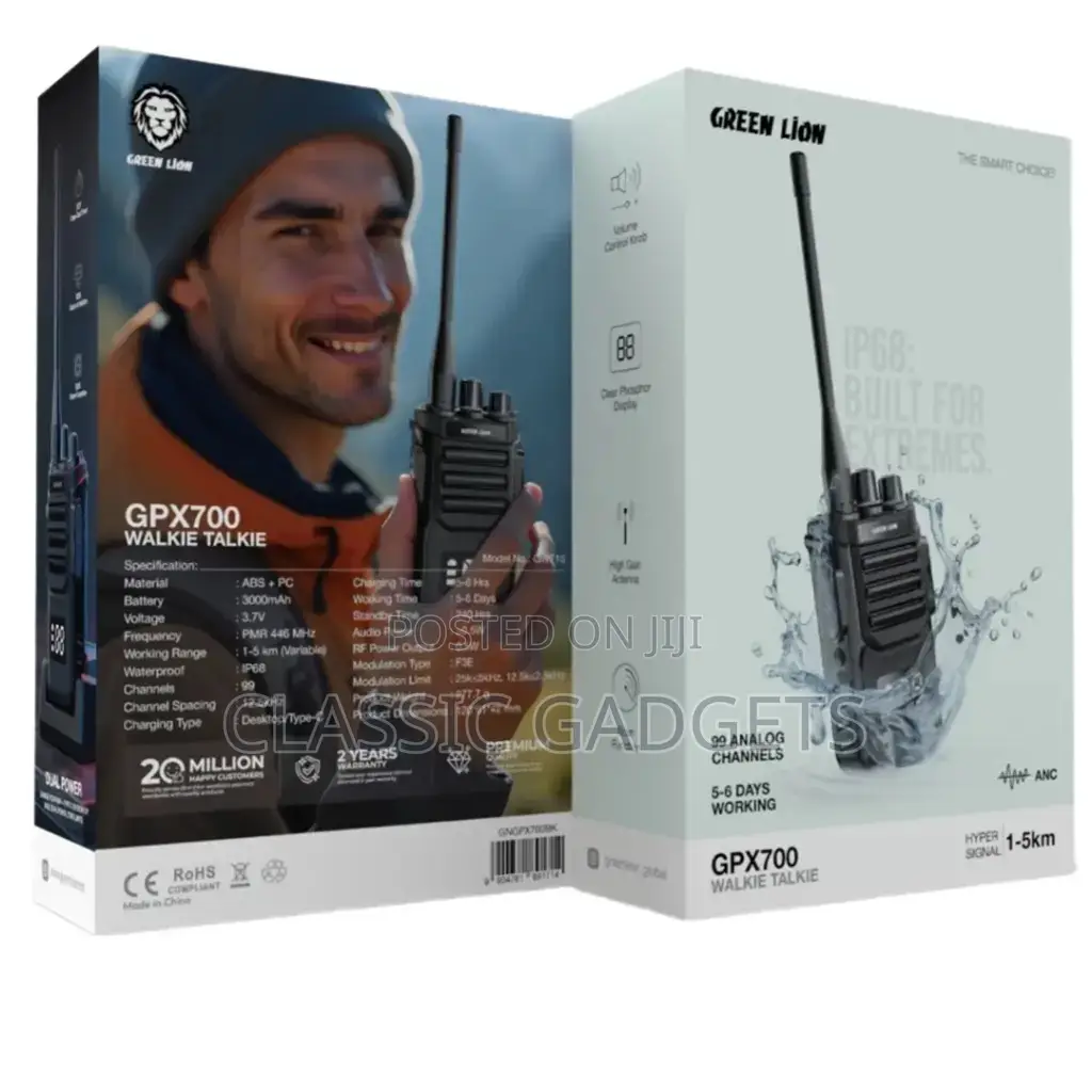 Green Lion Gpx700 Walkie Talkie - Black