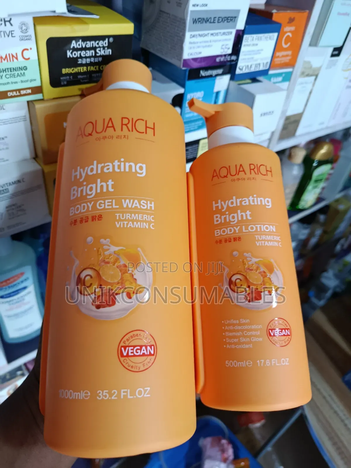Aqua Rich Bright Balance + Hydrating Body Gel Wash Lotion 1000ml