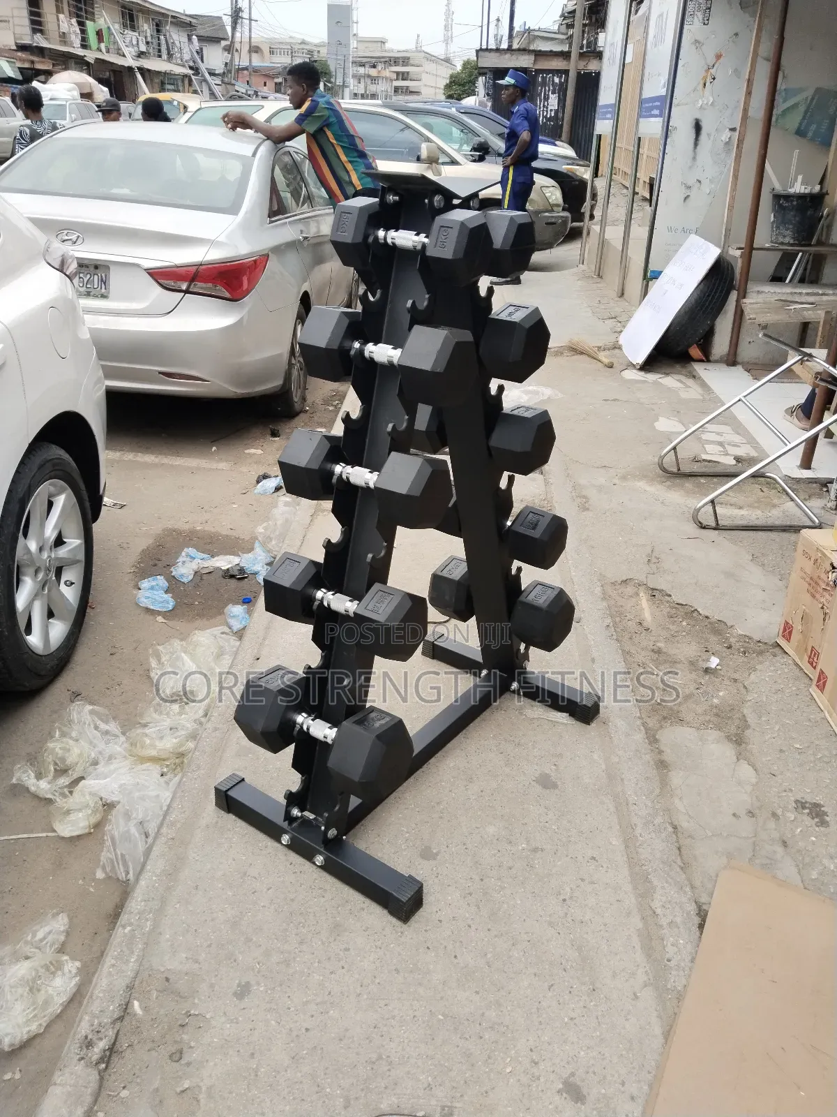 Complete Hexagon Dumbbell Set With Storage Dumbbell Rack