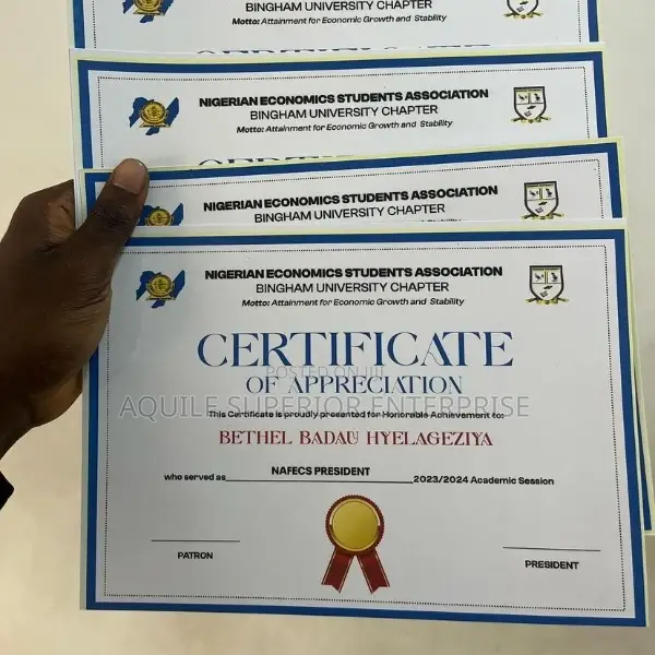 Custom Printed Certificate for Schools