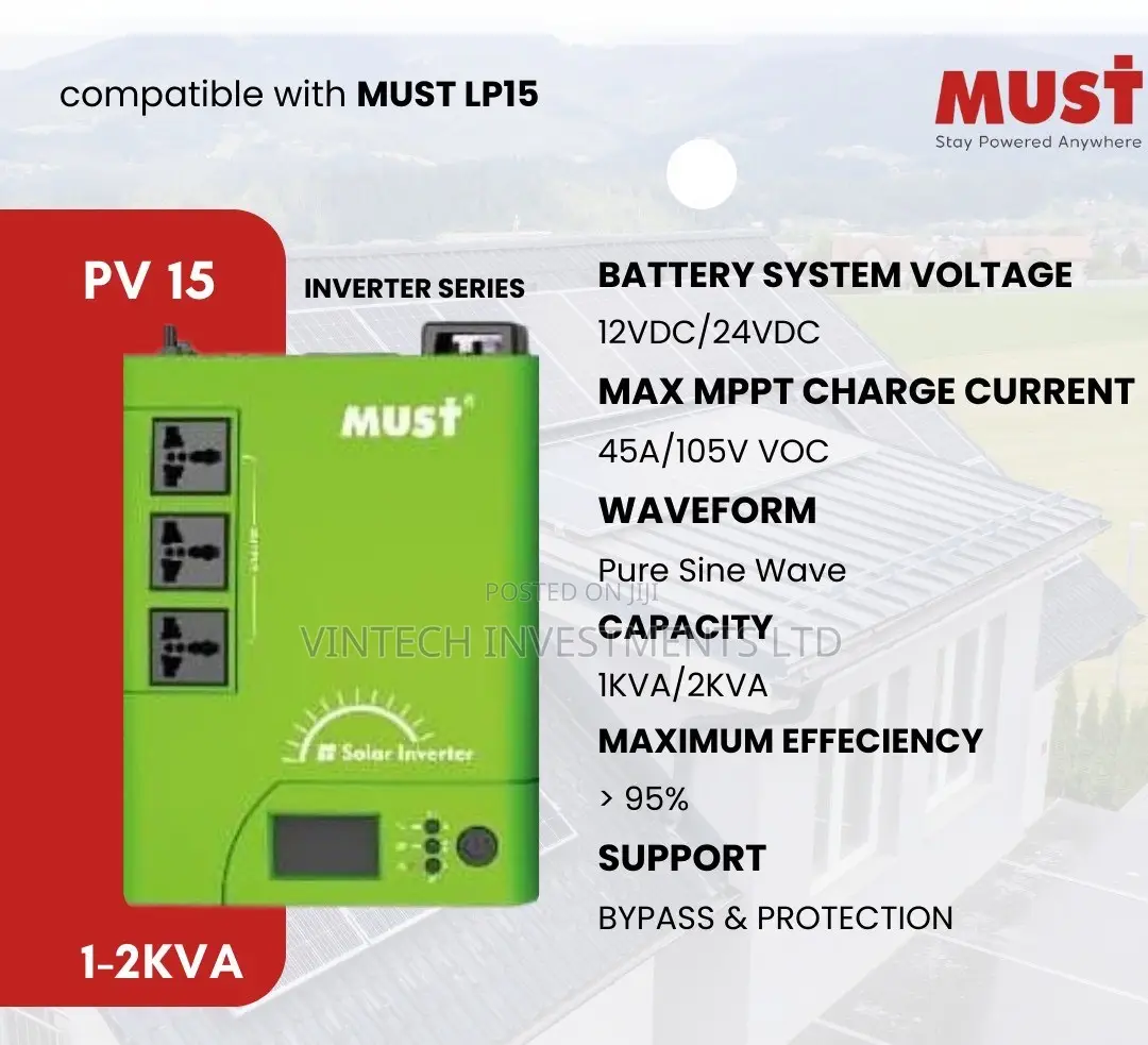 Must 1kva/12v Hybrid Inverter With 45a Charge Controller