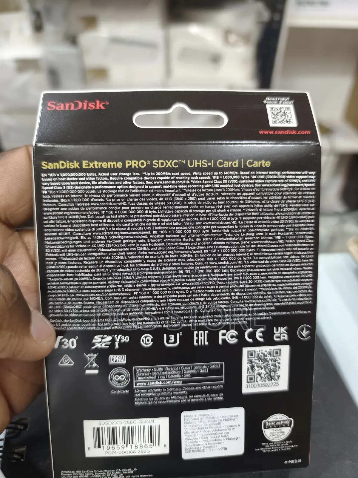 Sandisk Extreme Pro 256gb Sdxc Uhs-1 Sd Card 200mbs