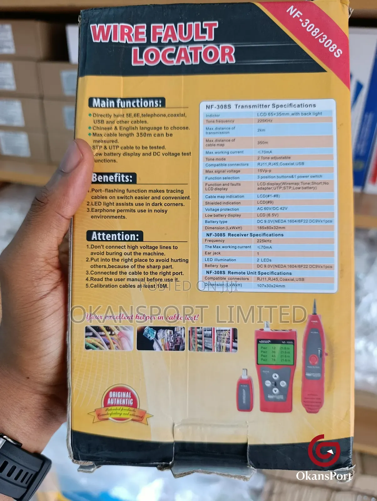 Wire Fault Locator Nf-308/308s –Tester Tracer (Rj45, Rj11, Coax, Usb)