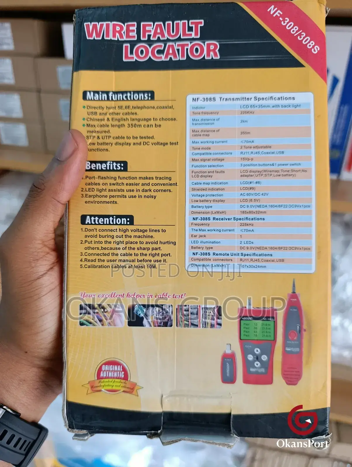 Wire Fault Locator Nf-308/308s –Tester Tracer (Rj45, Rj11, Coax, Usb)