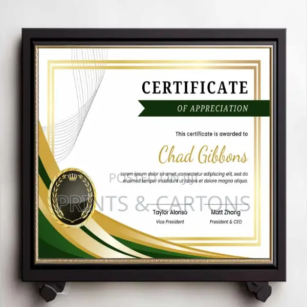 Award Certificate Printing for Organization