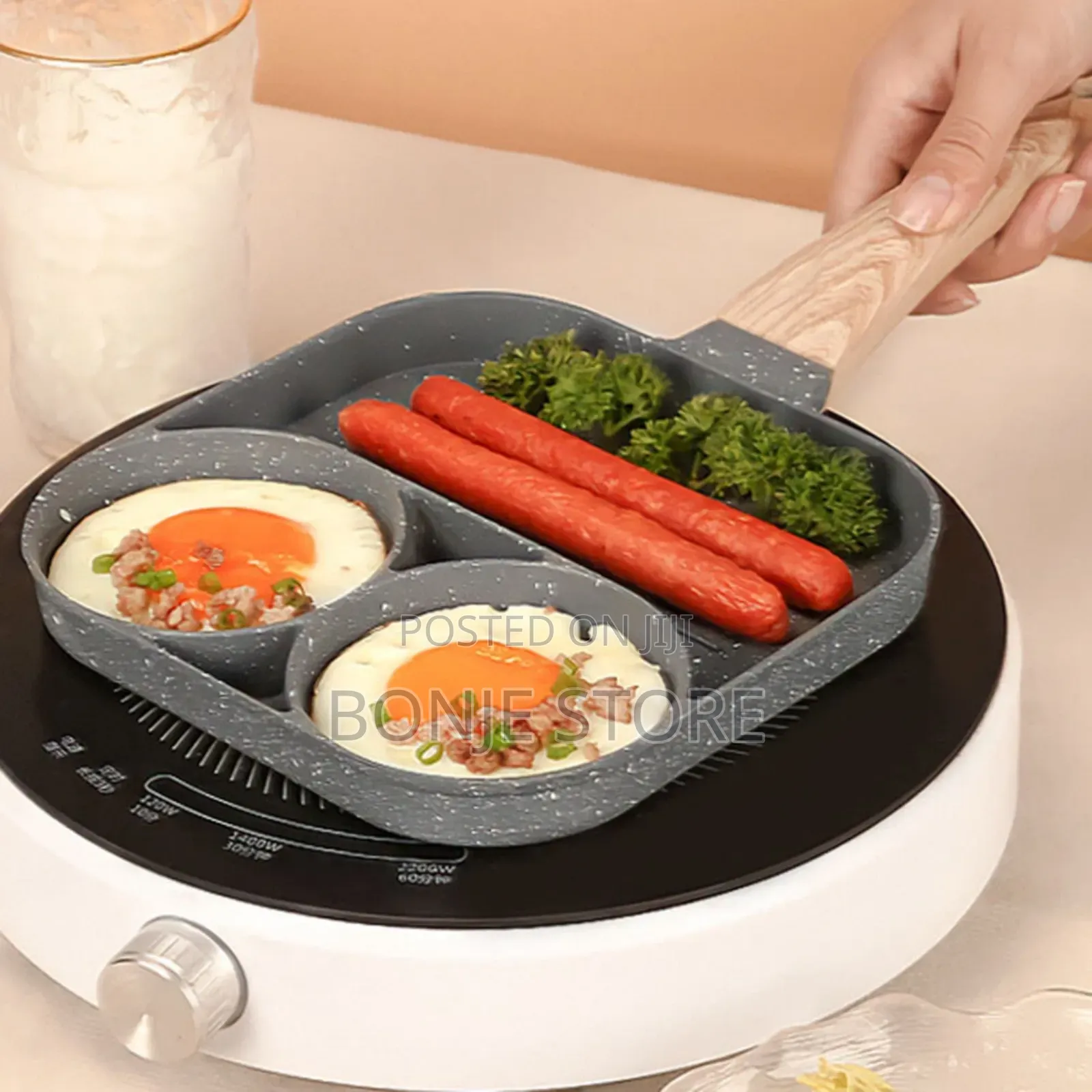3-Hole Frying Pot Pan Thickened Omelet Pan Non-Stick Egg Pancake Steak