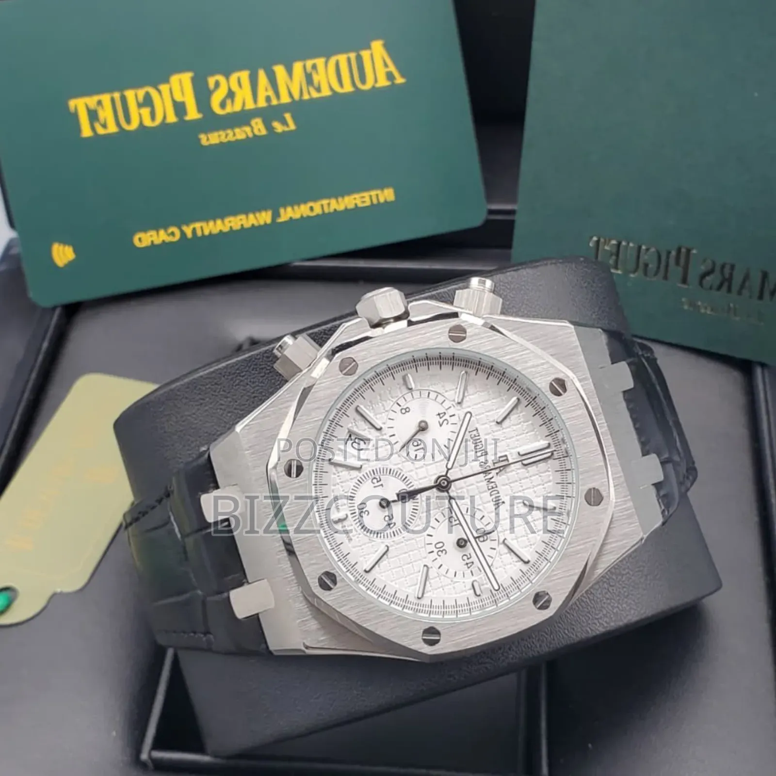 Original Audemars Piguet Black Genuine Leather, Chronograph Watch