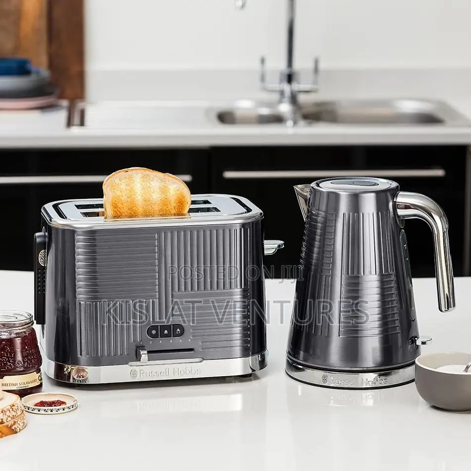 Russell Hobbs Geo Steel 2 Slice Toaster and Kettle Set