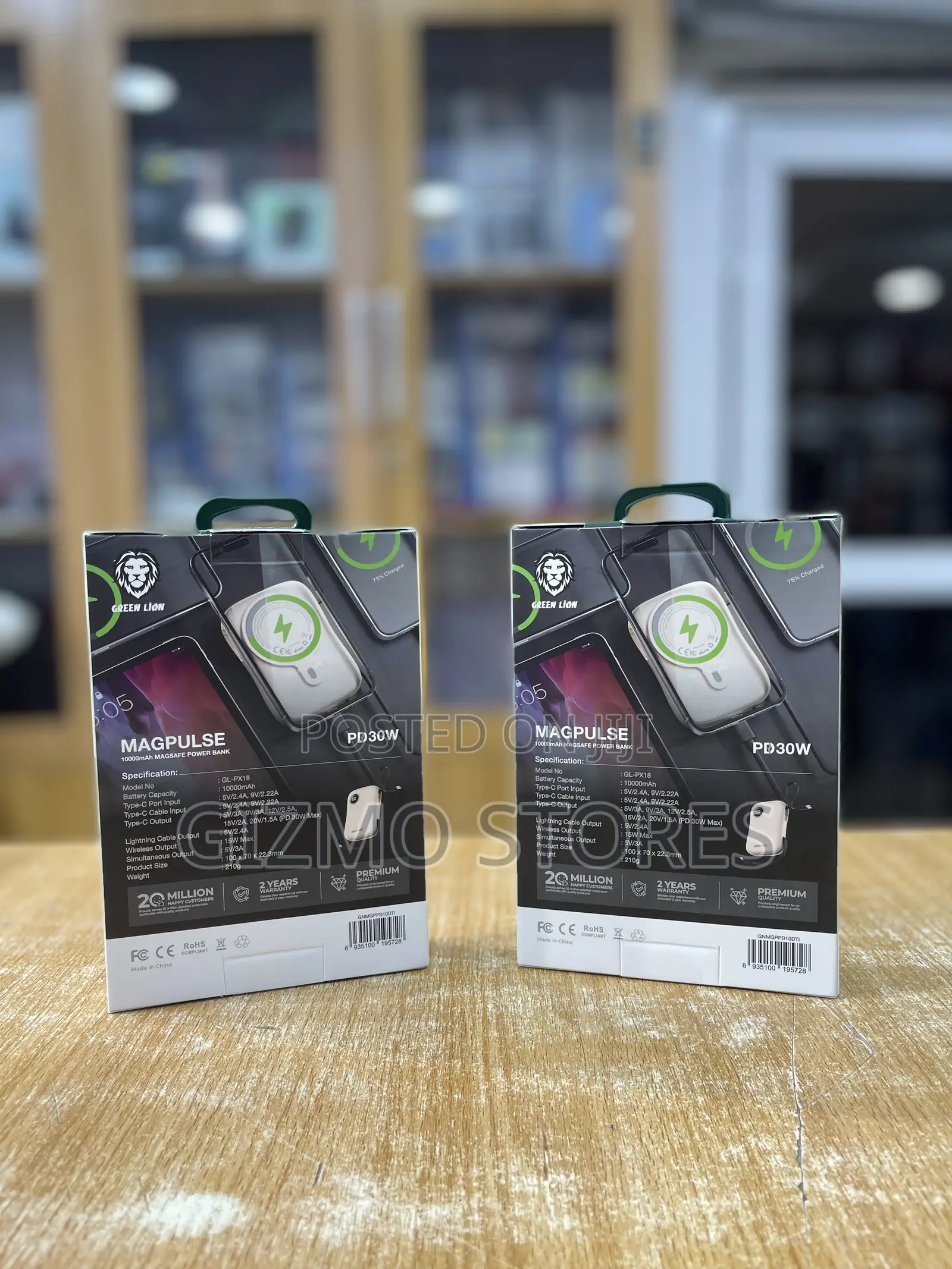 Green Lion Magpulse 10000mah Powerbank Built in Cables
