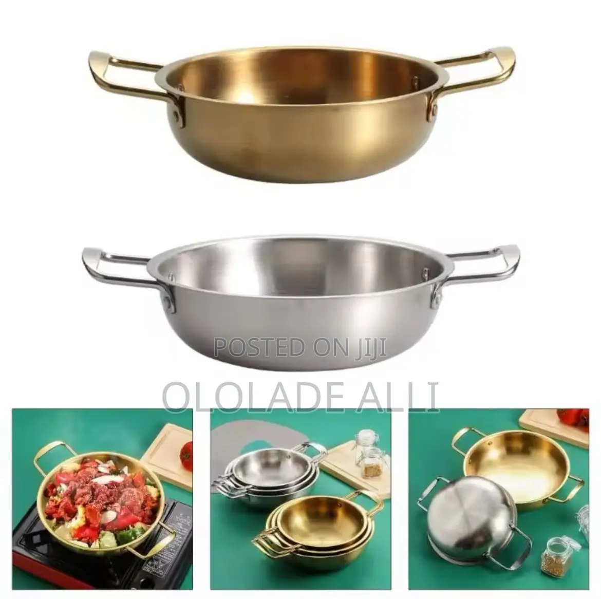 3 Pieces Gold Sieve Nonstick Paellas Pans With Handle Quality